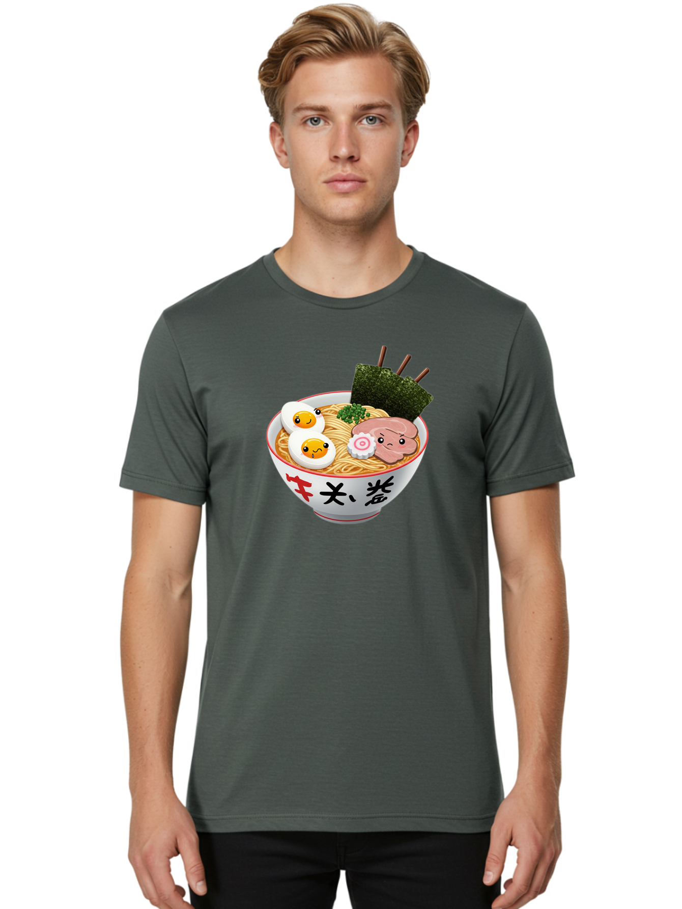 Ramen-7 Men'S Graphic Tee, 100% Cotton, Comfortable Casual Summer Wear, Machine Washable, Steaming Hot Ramen, Boiled Egg, Sliced Pork, Green Onions, Fish Cake, Seaweed, Asian Cuisine, Noodle Soup, Savory Flavors, Japanese Food Bab287