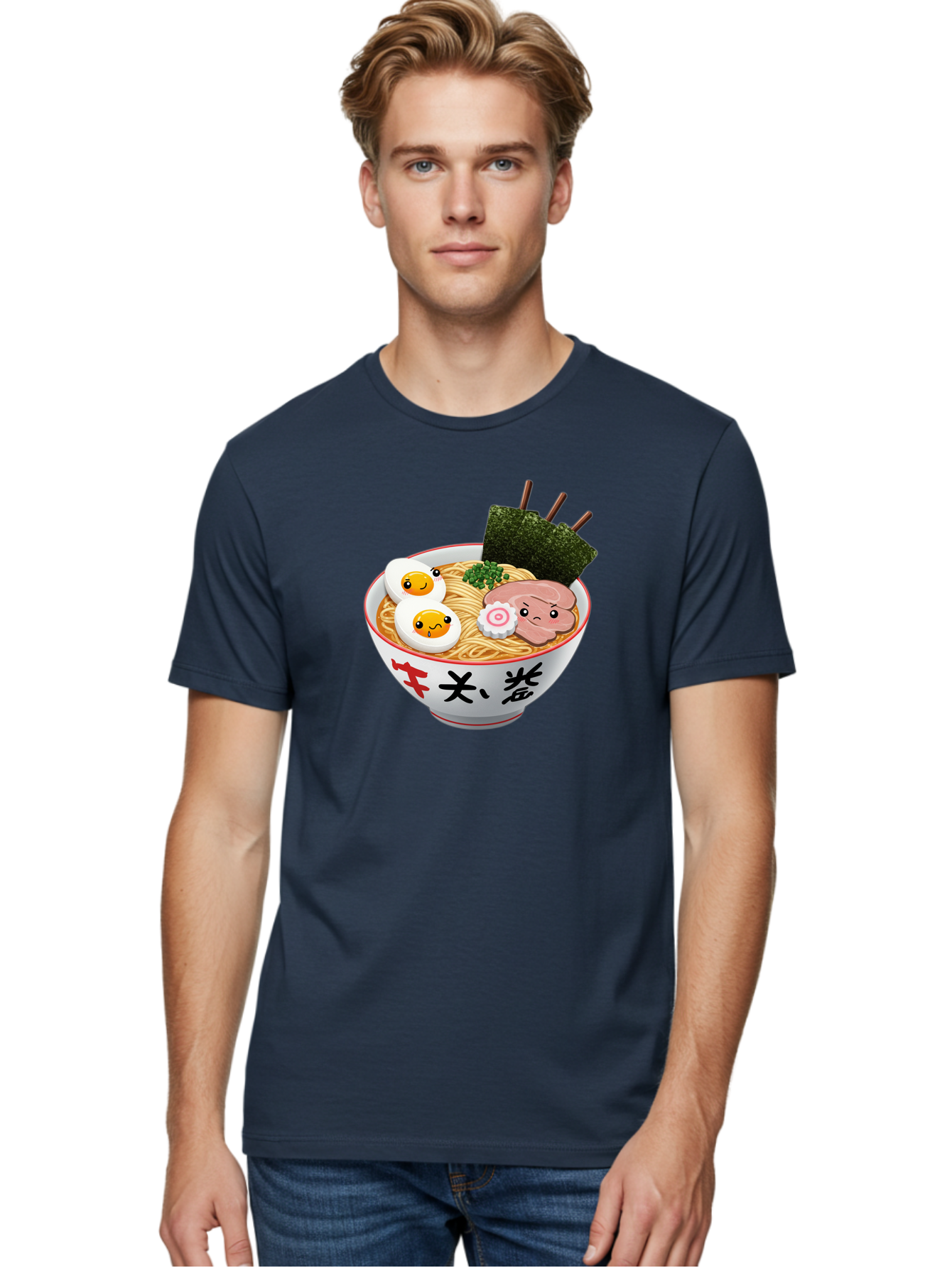 Ramen-7 Men'S Graphic Tee, 100% Cotton, Comfortable Casual Summer Wear, Machine Washable, Steaming Hot Ramen, Boiled Egg, Sliced Pork, Green Onions, Fish Cake, Seaweed, Asian Cuisine, Noodle Soup, Savory Flavors, Japanese Food Bab287