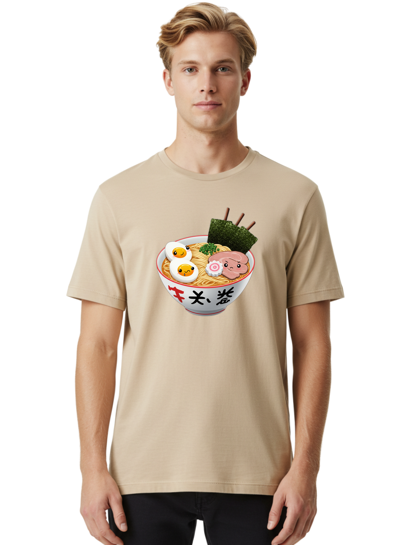 Ramen-7 Men'S Graphic Tee, 100% Cotton, Comfortable Casual Summer Wear, Machine Washable, Steaming Hot Ramen, Boiled Egg, Sliced Pork, Green Onions, Fish Cake, Seaweed, Asian Cuisine, Noodle Soup, Savory Flavors, Japanese Food Bab287
