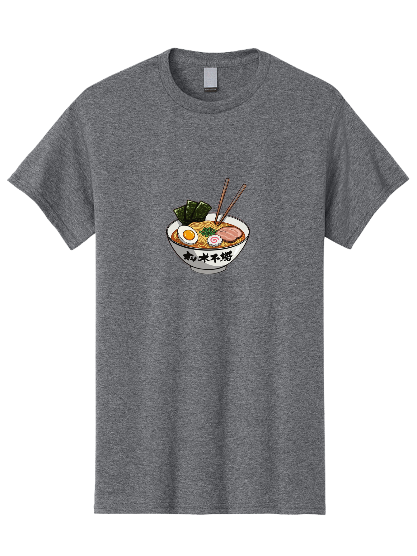 Ramen-8 Men'S Graphic Tee, 100% Cotton, Comfortable Casual Summer Wear, Machine Washable, Steaming Bowl Of Ramen, Boiled Egg, Pork Slice, Seaweed, Green Onions, Spiral Fish Cake, Chopsticks, Black Kanji On Bowl, Japanese Cuisine, Savory Broth, Bab288