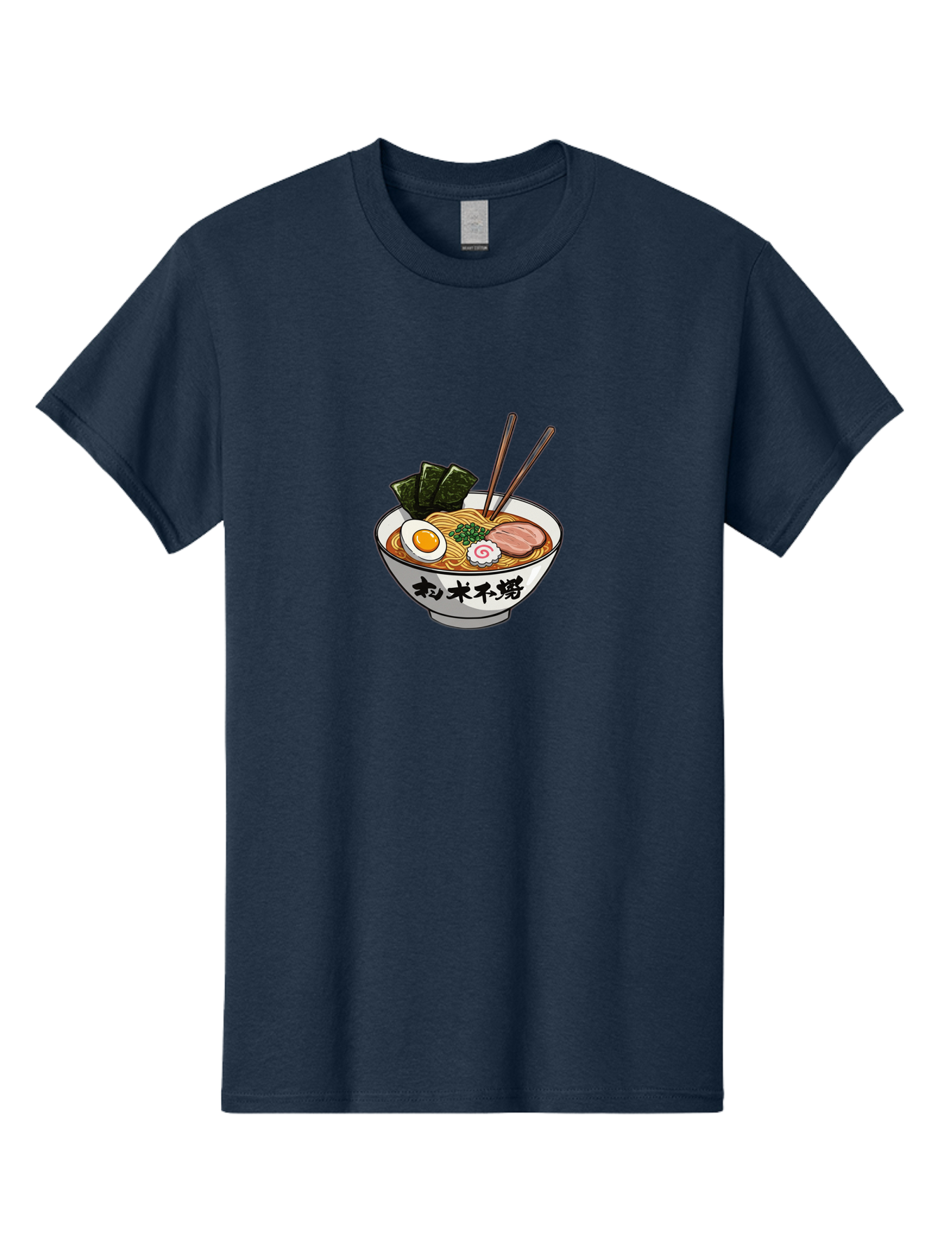 Ramen-8 Men'S Graphic Tee, 100% Cotton, Comfortable Casual Summer Wear, Machine Washable, Steaming Bowl Of Ramen, Boiled Egg, Pork Slice, Seaweed, Green Onions, Spiral Fish Cake, Chopsticks, Black Kanji On Bowl, Japanese Cuisine, Savory Broth, Bab288