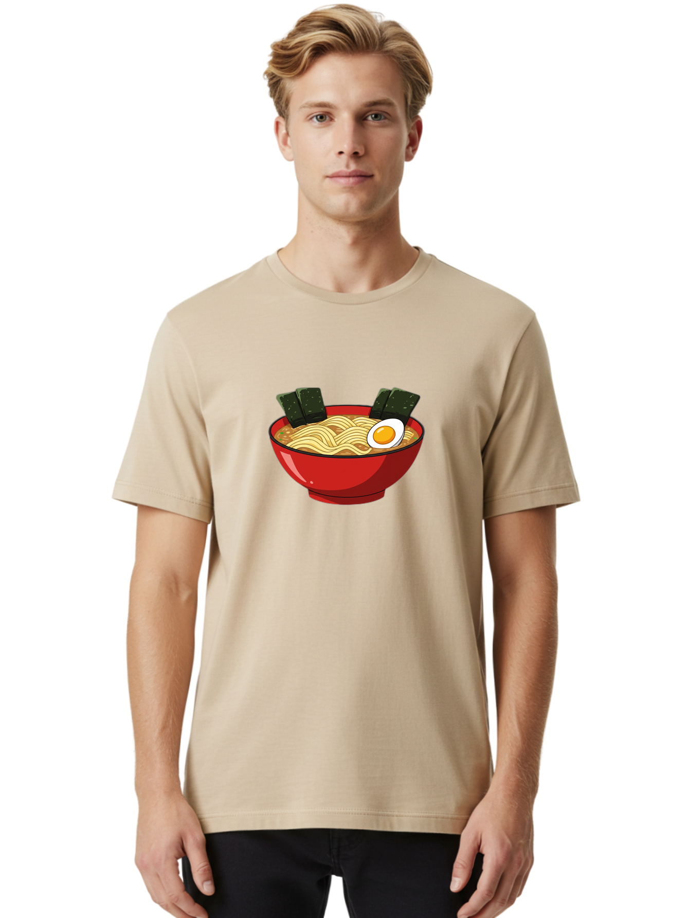 Ramen-9 Men'S Graphic Tee, 100% Cotton, Comfortable Casual Summer Wear, Machine Washable, Steaming Bowl Of Ramen, Savory Broth, Springy Noodles, Boiled Egg, Seaweed Strips, Japanese Cuisine, Comfort Food, Noodle Soup Bab289