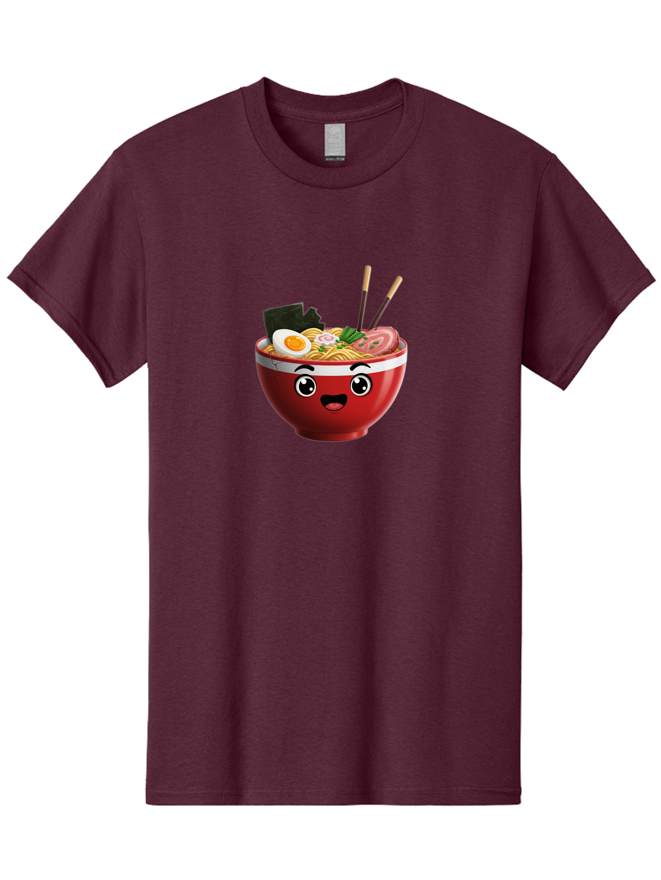 Ramen-Bowl-1 Men'S Graphic Tee, 100% Cotton, Comfortable Casual Summer Wear, Machine Washable, Cartoon Ramen, Steaming Hot Noodles, Sliced Pork, Boiled Egg, Seaweed, Chopsticks, Kawaii Food, Japanese Cuisine, Animated Meal, Fun Illustration, Bab291