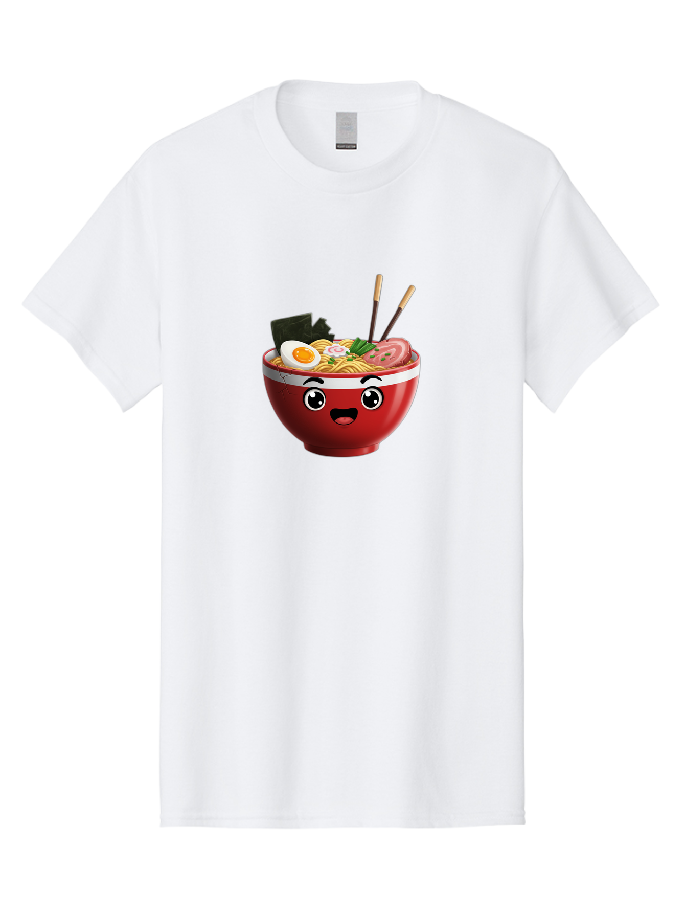 Ramen-Bowl-1 Men'S Graphic Tee, 100% Cotton, Comfortable Casual Summer Wear, Machine Washable, Cartoon Ramen, Steaming Hot Noodles, Sliced Pork, Boiled Egg, Seaweed, Chopsticks, Kawaii Food, Japanese Cuisine, Animated Meal, Fun Illustration, Bab291