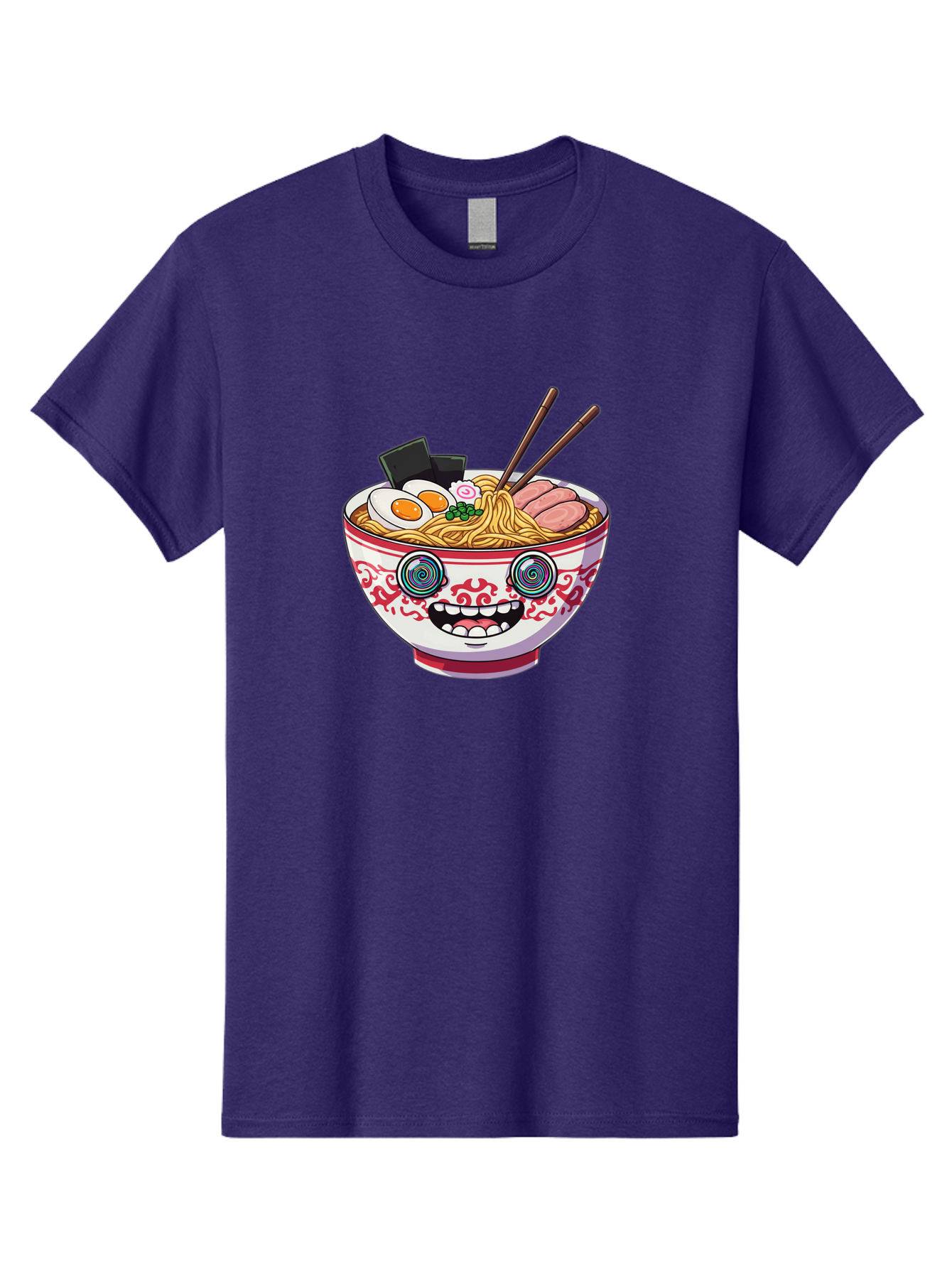 Ramen-Bowl-3 Men'S Graphic Tee, 100% Cotton, Comfortable Casual Summer Wear, Machine Washable, Cartoon Ramen, Bowl Of Noodles, Japanese Food, Noodle Soup, Eggs, Meat, Chopsticks, Kawaii Style, Anime-Inspired, Food Illustration, Colorful Dish, Bab293