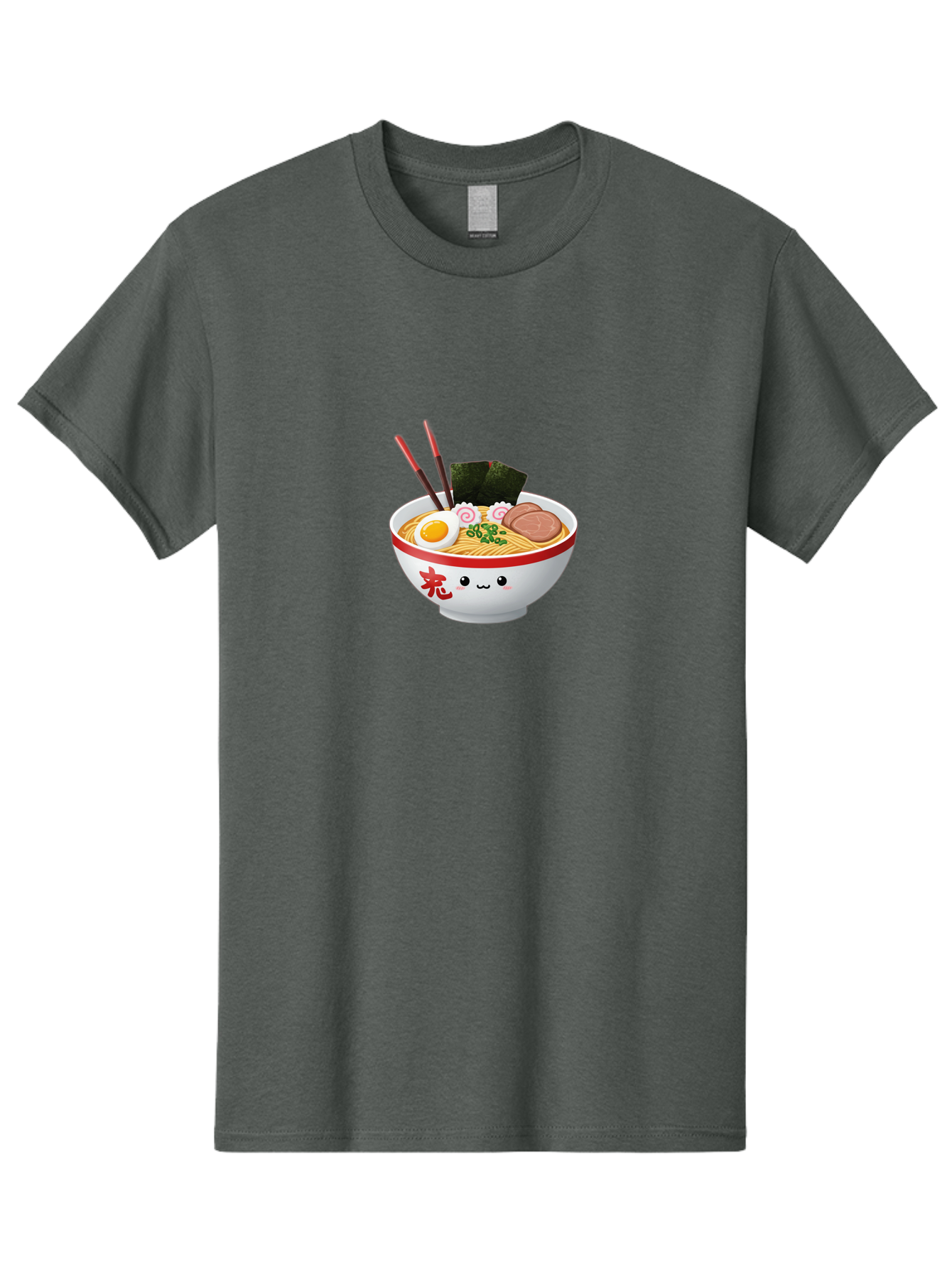 Ramen-Bowl-6 Men'S Graphic Tee, 100% Cotton, Comfortable Casual Summer Wear, Machine Washable, Bowl Of Ramen, Japanese Noodles, Boiled Egg, Green Onions, Seaweed, Sausage, Chopsticks, Anime Food, Kawaii, Cartoon Style, Food Illustration Bab296