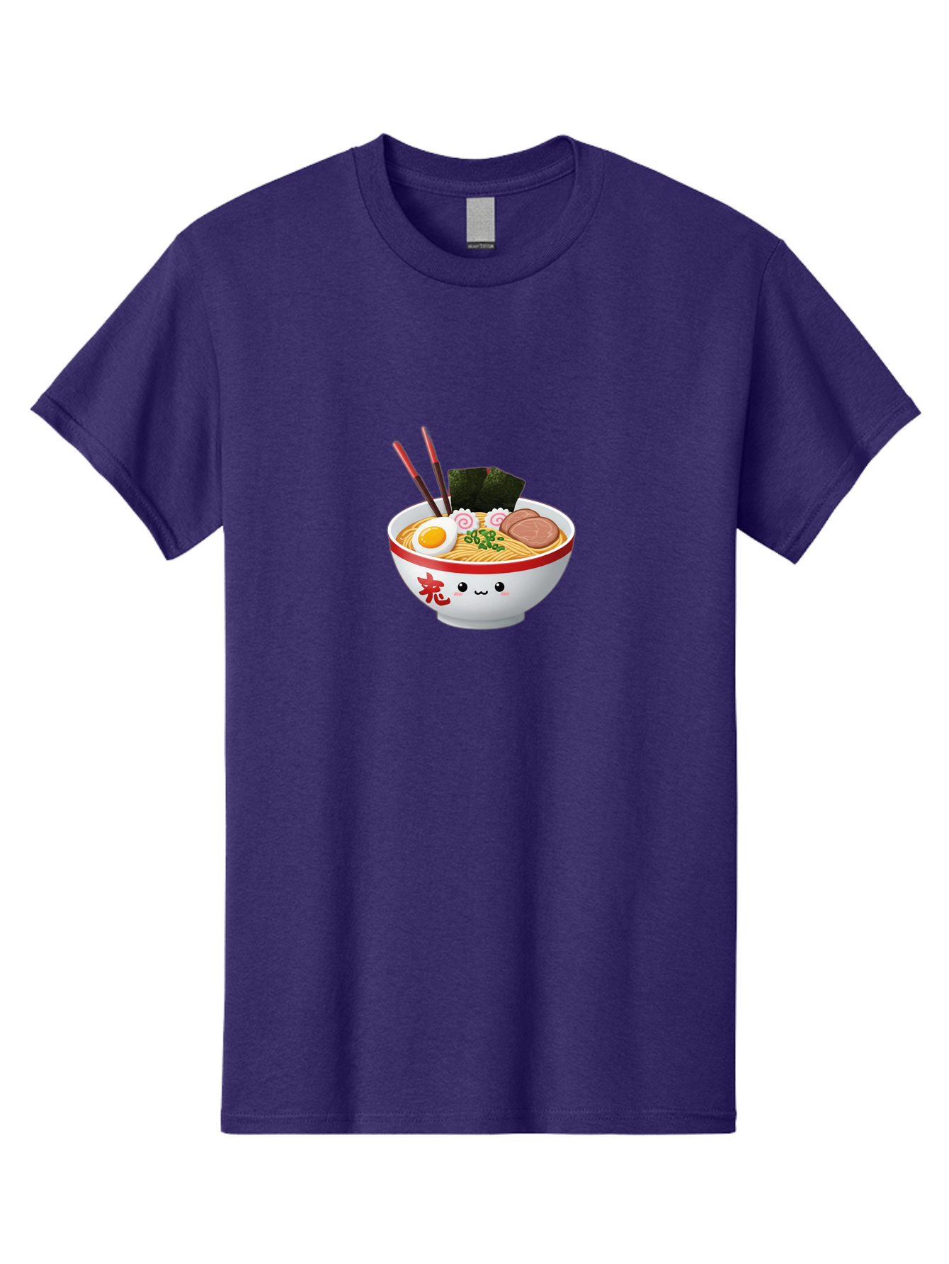 Ramen-Bowl-6 Men'S Graphic Tee, 100% Cotton, Comfortable Casual Summer Wear, Machine Washable, Bowl Of Ramen, Japanese Noodles, Boiled Egg, Green Onions, Seaweed, Sausage, Chopsticks, Anime Food, Kawaii, Cartoon Style, Food Illustration Bab296