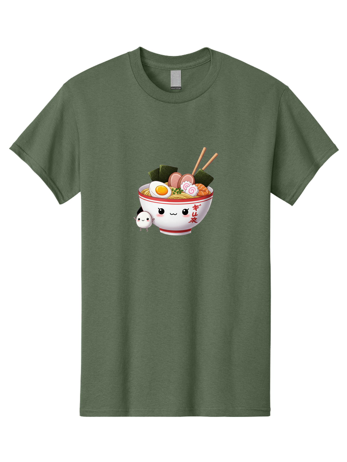 Ramen-Bowl-8 Men'S Graphic Tee, 100% Cotton, Comfortable Casual Summer Wear, Machine Washable, Kawaii Ramen, Steaming Hot Noodles, Boiled Egg, Sliced Pork, Seaweed, Japanese Cuisine, Cartoon Food, Ramen Character, Adorable Illustration, Bab298