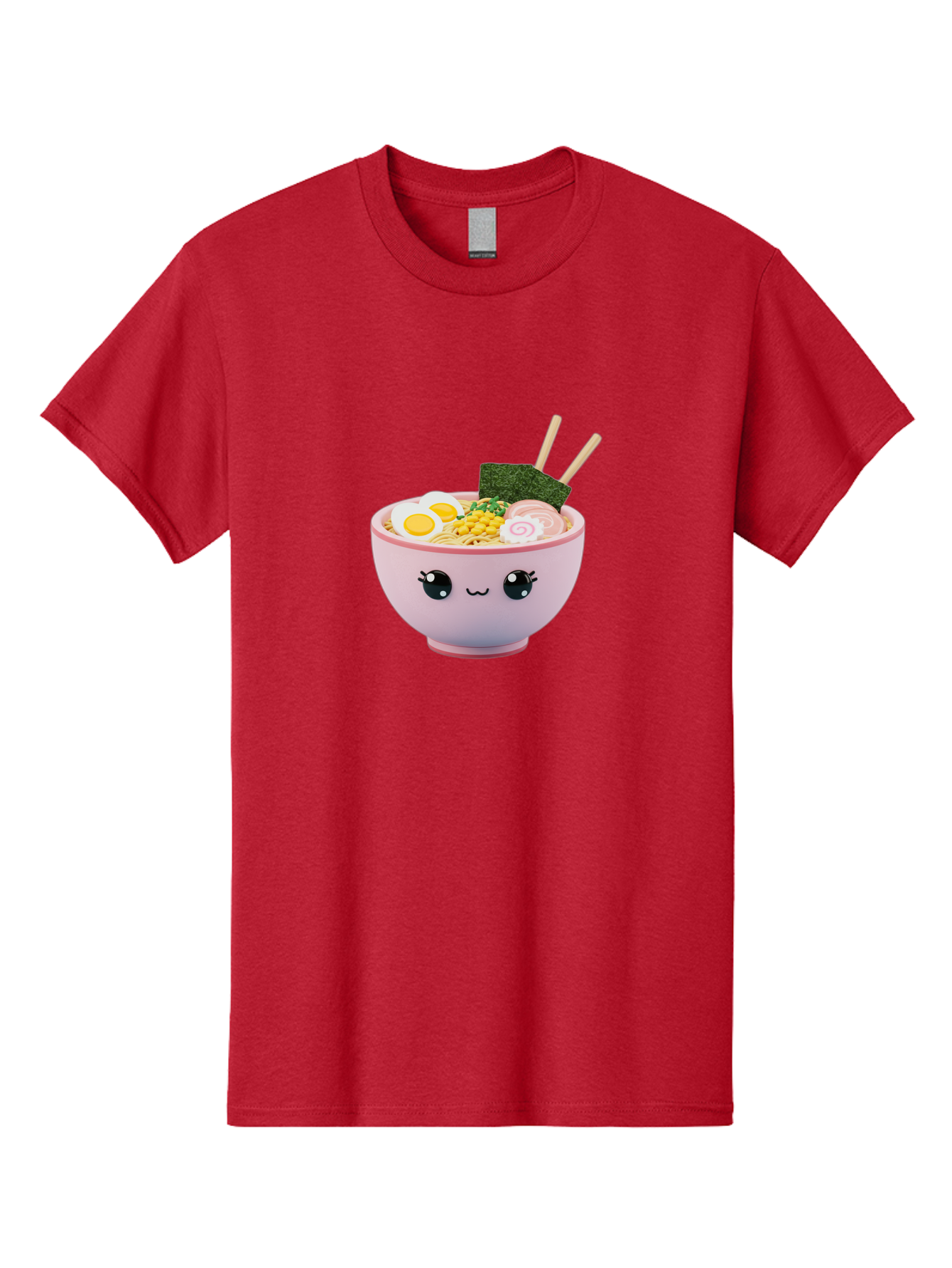 Ramen-Bowl Men'S Graphic Tee, 100% Cotton, Comfortable Casual Summer Wear, Machine Washable, Delicious Ramen, Steaming Hot Noodles, Cartoon Bowl, Kawaii Food, Japanese Cuisine, Tasty Meal, Cute Dish, Boiled Egg, Seaweed, Chopsticks Bab300