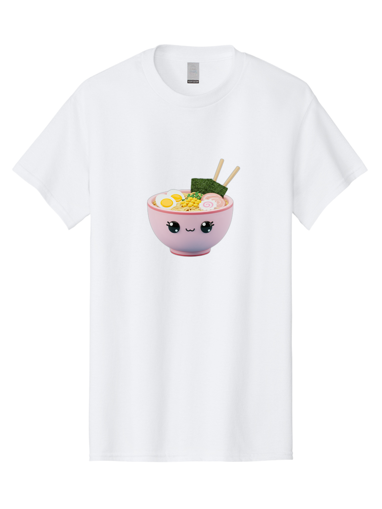 Ramen-Bowl Men'S Graphic Tee, 100% Cotton, Comfortable Casual Summer Wear, Machine Washable, Delicious Ramen, Steaming Hot Noodles, Cartoon Bowl, Kawaii Food, Japanese Cuisine, Tasty Meal, Cute Dish, Boiled Egg, Seaweed, Chopsticks Bab300