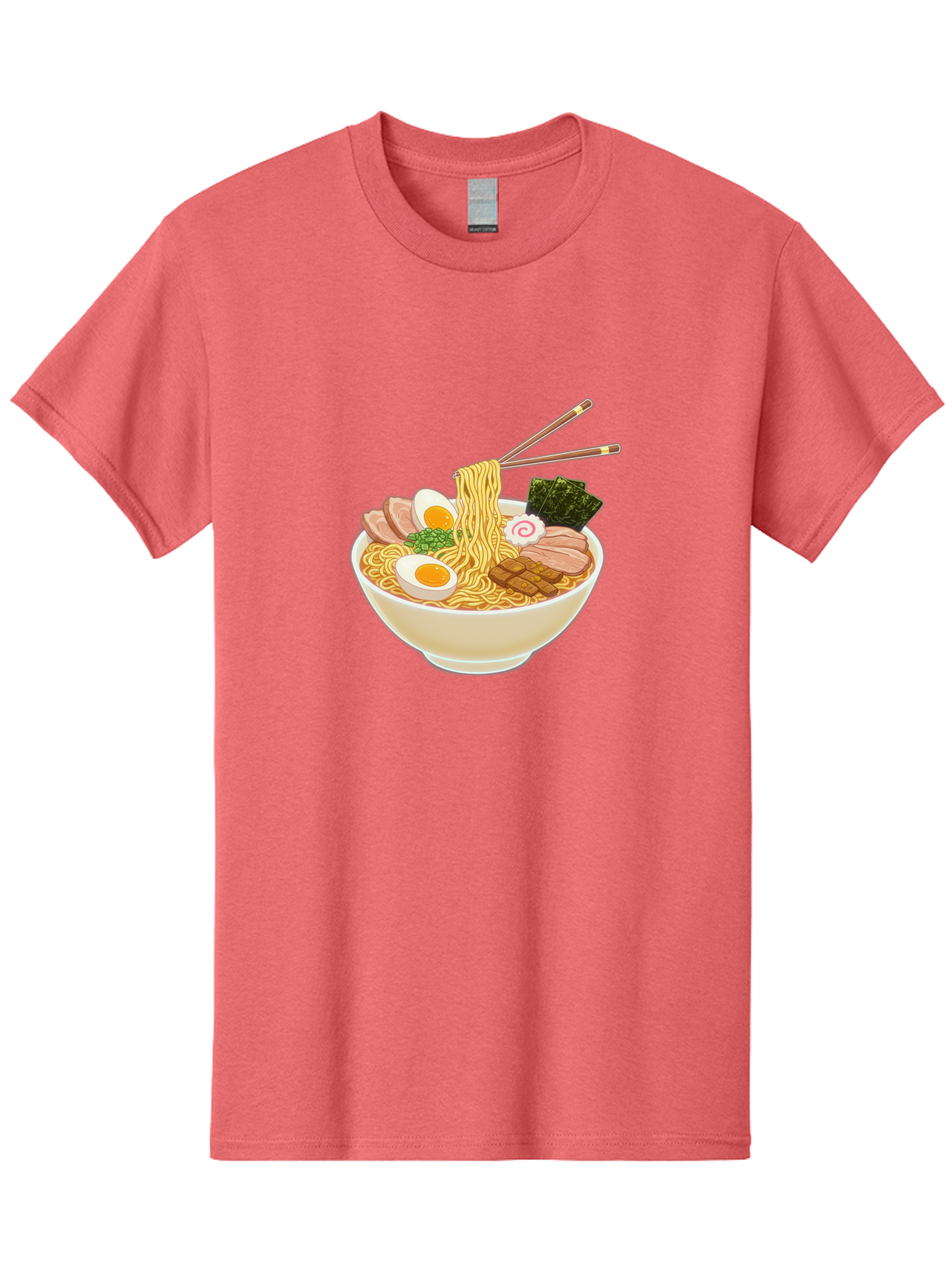 Ramen-Noodle-1 Men'S Graphic Tee, 100% Cotton, Comfortable Casual Summer Wear, Machine Washable, Delicious Ramen, Steaming Hot Noodles, Savory Pork Slices, Boiled Egg, Seaweed, Chopsticks, Japanese Cuisine, Noodle Soup, Comfort Food, Bab302
