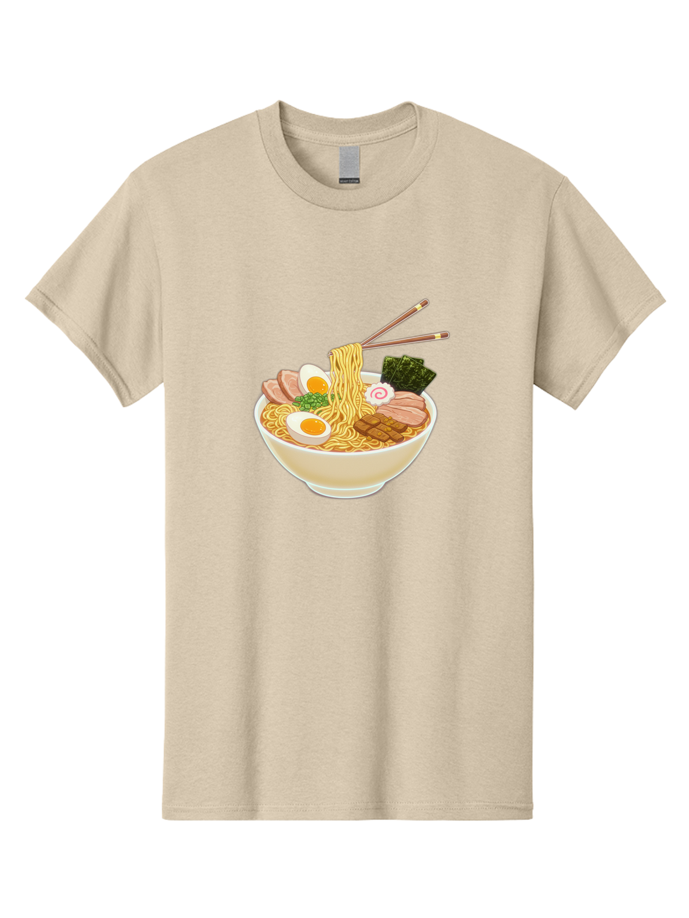 Ramen-Noodle-1 Men'S Graphic Tee, 100% Cotton, Comfortable Casual Summer Wear, Machine Washable, Delicious Ramen, Steaming Hot Noodles, Savory Pork Slices, Boiled Egg, Seaweed, Chopsticks, Japanese Cuisine, Noodle Soup, Comfort Food, Bab302