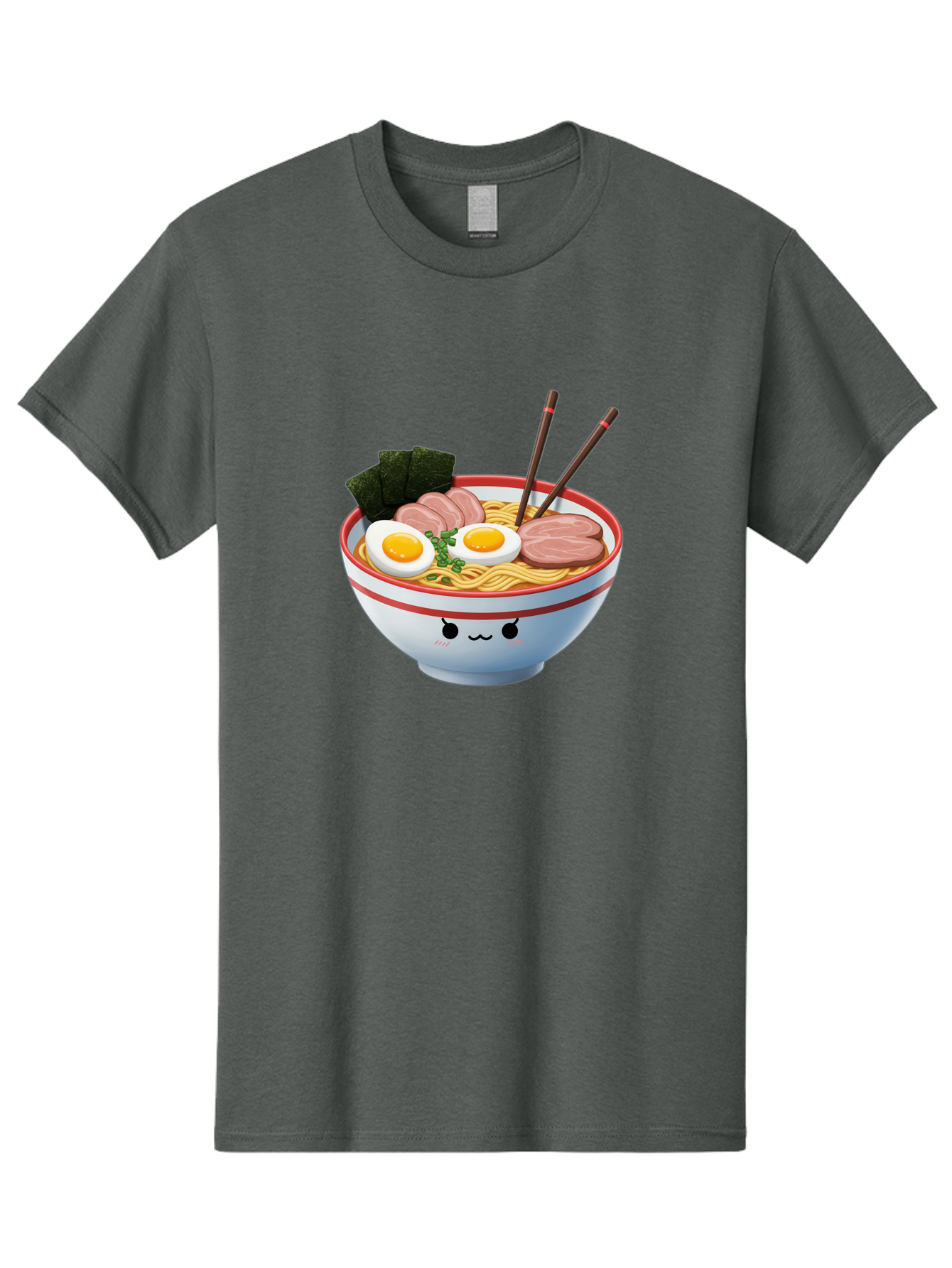 Ramen-Noodle-Bowl-1 Men'S Graphic Tee, 100% Cotton, Comfortable Casual Summer Wear, Machine Washable, Steaming Hot Ramen, Japanese Cuisine, Egg And Meat Toppings, Boiled Egg, Sliced Pork, Seaweed, Chopsticks, Kawaii Culture, Noodle Soup, Bab303