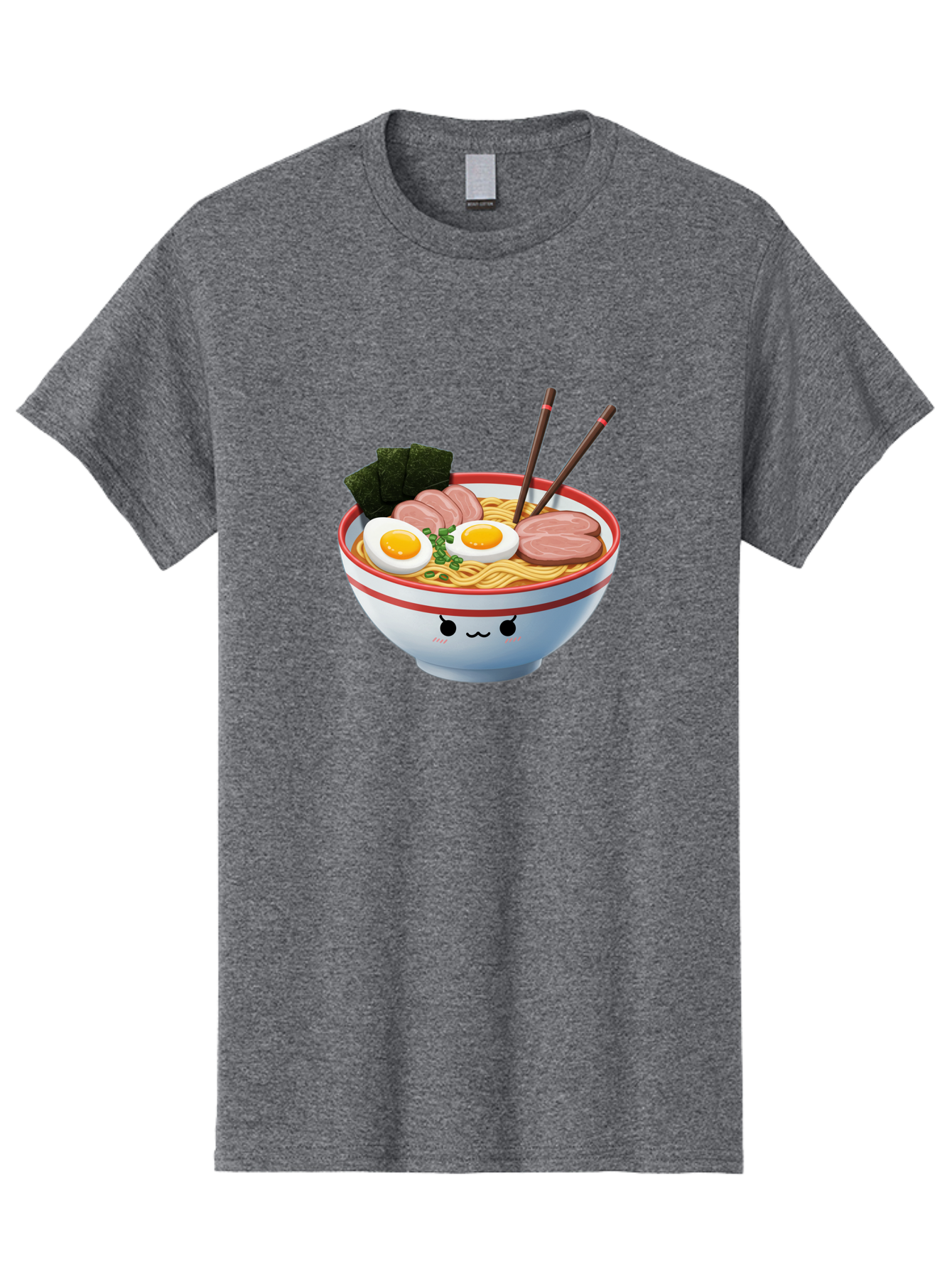 Ramen-Noodle-Bowl-1 Men'S Graphic Tee, 100% Cotton, Comfortable Casual Summer Wear, Machine Washable, Steaming Hot Ramen, Japanese Cuisine, Egg And Meat Toppings, Boiled Egg, Sliced Pork, Seaweed, Chopsticks, Kawaii Culture, Noodle Soup, Bab303