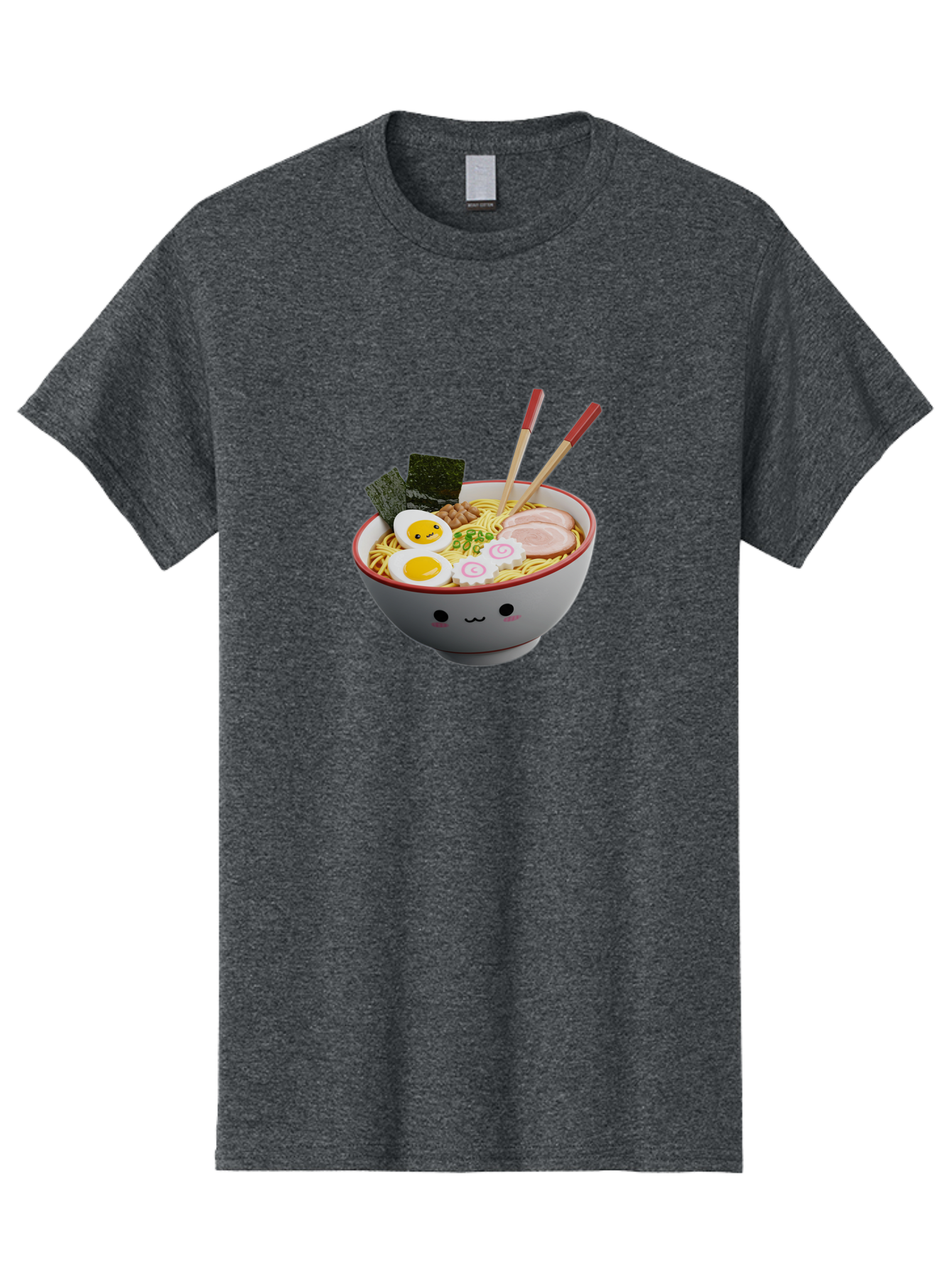 Ramen-Noodle-Bowl-2 Men'S Graphic Tee, 100% Cotton, Comfortable Casual Summer Wear, Machine Washable, Delicious Ramen, Steaming Hot Noodles, Boiled Egg, Sliced Pork, Seaweed, Chopsticks, Cartoon Bowl, Kawaii Food, Japanese Cuisine, Bab304