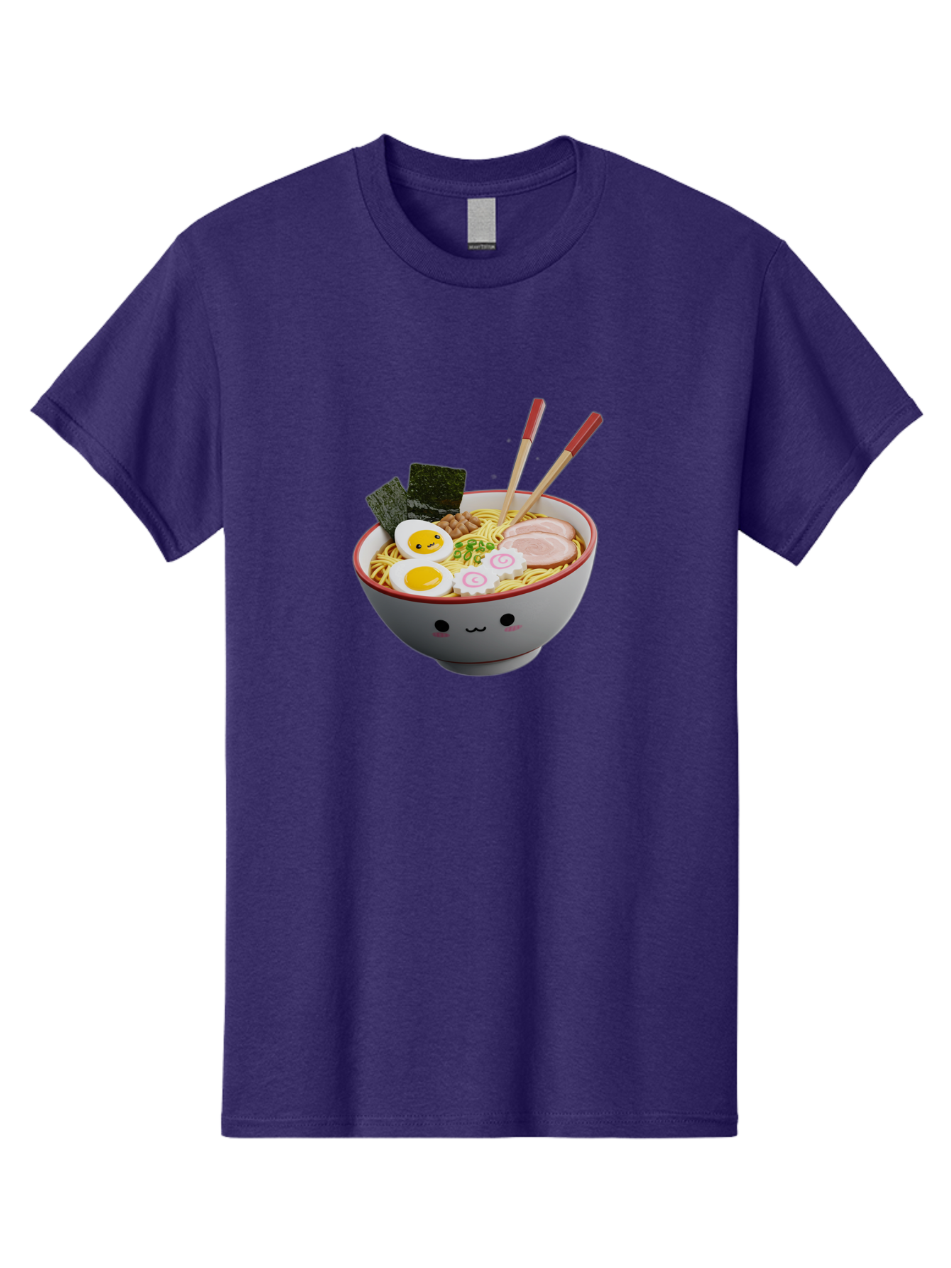 Ramen-Noodle-Bowl-2 Men'S Graphic Tee, 100% Cotton, Comfortable Casual Summer Wear, Machine Washable, Delicious Ramen, Steaming Hot Noodles, Boiled Egg, Sliced Pork, Seaweed, Chopsticks, Cartoon Bowl, Kawaii Food, Japanese Cuisine, Bab304
