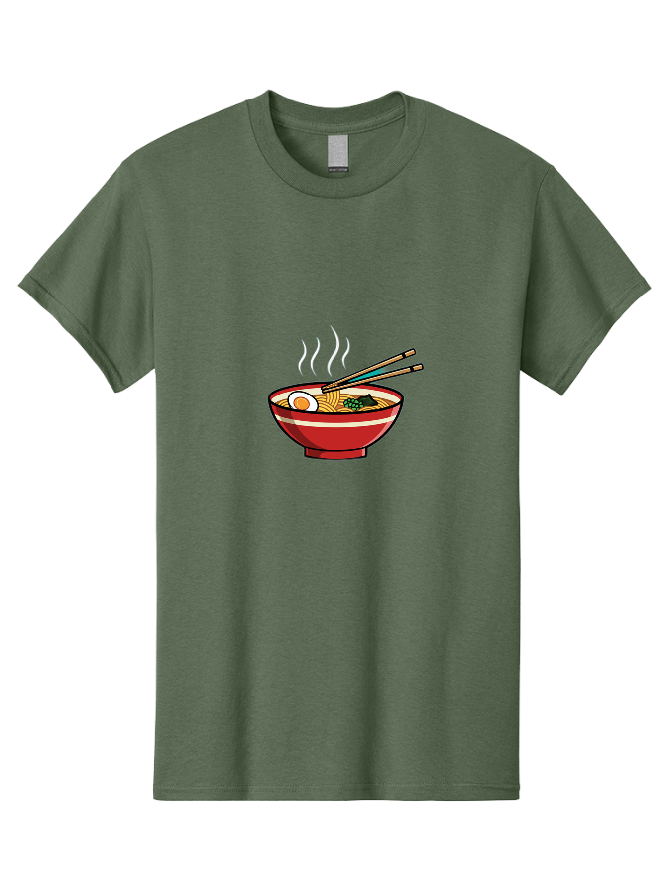 Ramen-Noodle-Bowl-4 Men'S Graphic Tee, 100% Cotton, Comfortable Casual Summer Wear, Machine Washable, Steaming Hot Ramen, Japanese Noodle Soup, Delicious Meal, Bowl Of Noodles, Chopsticks, Boiled Egg, Green Onions, Savory Dish, Asian Cuisine, Bab306