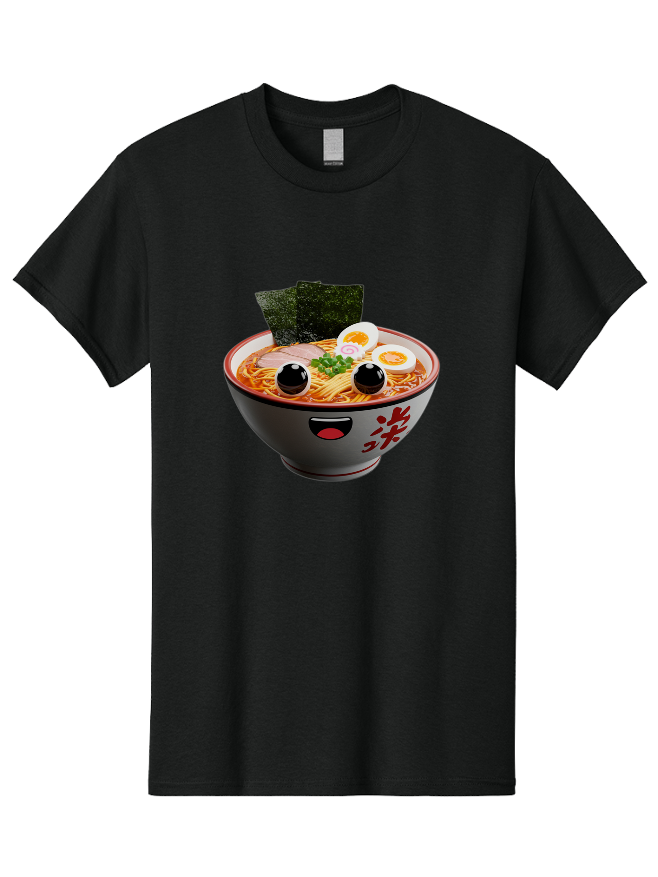 Ramen-Noodle Men'S Graphic Tee, 100% Cotton, Comfortable Casual Summer Wear, Machine Washable, Steaming Bowl Of Ramen, Japanese Cuisine, Noodle Soup, Sliced Pork, Boiled Egg, Green Onions, Seaweed, Cartoonish Illustration, Kawaii Food, Bab308