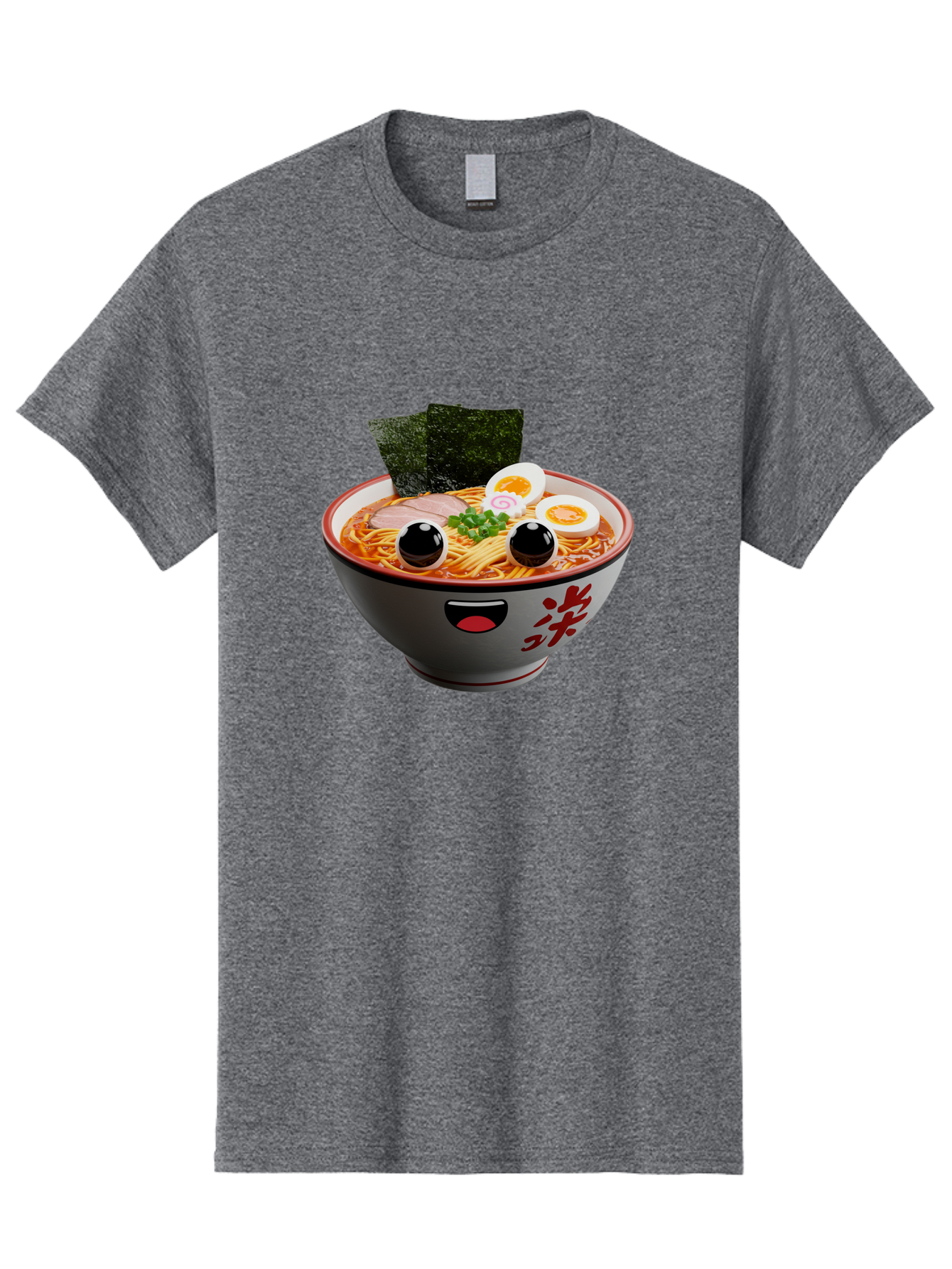 Ramen-Noodle Men'S Graphic Tee, 100% Cotton, Comfortable Casual Summer Wear, Machine Washable, Steaming Bowl Of Ramen, Japanese Cuisine, Noodle Soup, Sliced Pork, Boiled Egg, Green Onions, Seaweed, Cartoonish Illustration, Kawaii Food, Bab308