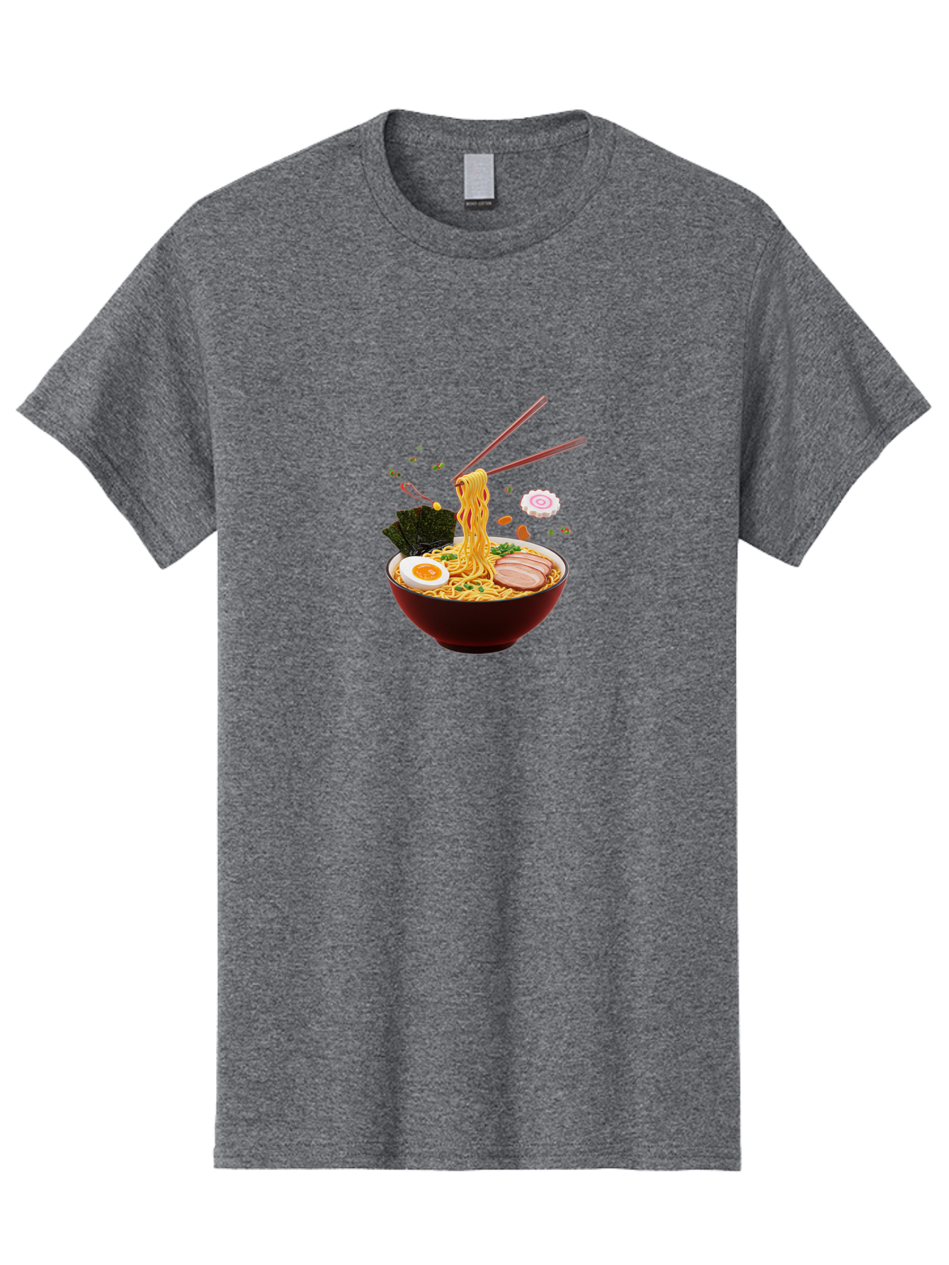 Ramen-Noodles-1 Men'S Graphic Tee, 100% Cotton, Comfortable Casual Summer Wear, Machine Washable, Bowl Of Ramen, Noodles, Sliced Egg, Seaweed, Pork Slices, Green Onions, Sesame Seeds, Chopsticks, Japanese Cuisine, Comfort Food, Savory Dish, Bab309
