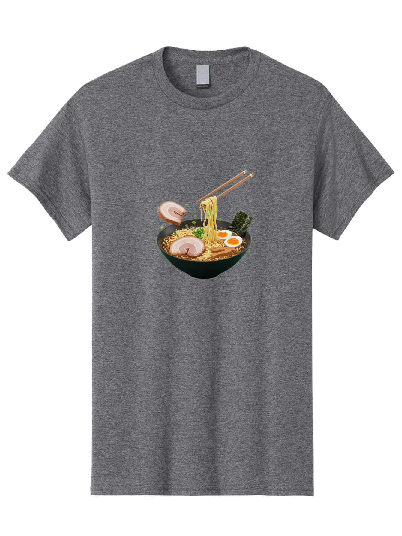 Ramen-Noodles-2 Men'S Graphic Tee, 100% Cotton, Comfortable Casual Summer Wear, Machine Washable, Ramen Noodles, Noodle Bowl, Japanese Cuisine, Pork Slices, Soft-Boiled Eggs, Seaweed, Bamboo Shoots, Chopsticks, Asian Food, Delicious Meal, Bab310