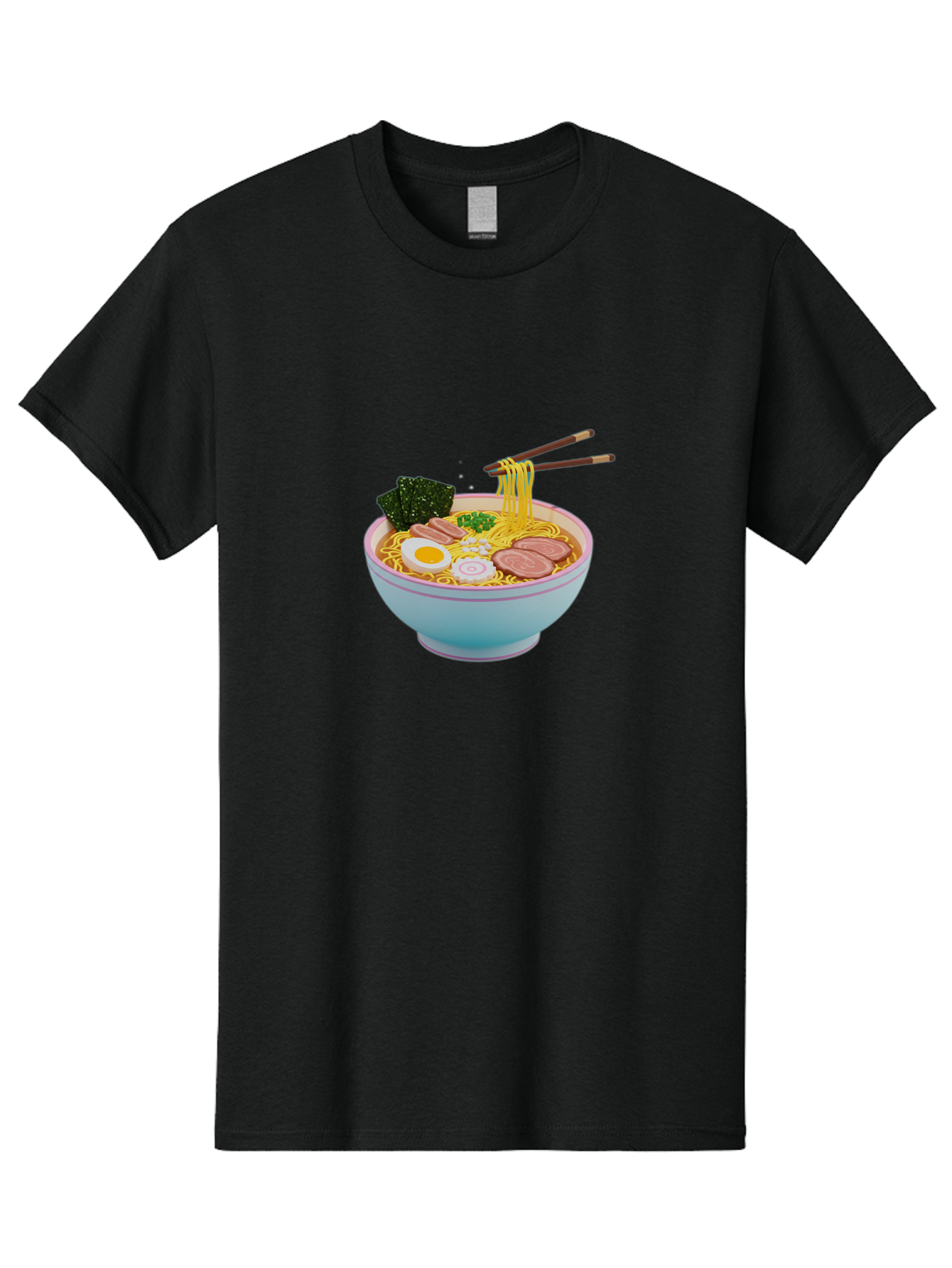 Ramen-Noodles-3 Men'S Graphic Tee, 100% Cotton, Comfortable Casual Summer Wear, Machine Washable, Ramen Noodles, Boiled Egg, Sliced Meat, Seaweed, Green Onions, Savory Broth, Asian Cuisine, Comfort Food, Noodle Soup, Chopsticks, Japanese Dish Bab311