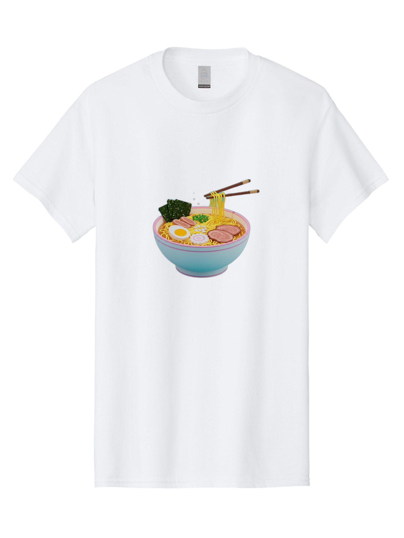 Ramen-Noodles-3 Men'S Graphic Tee, 100% Cotton, Comfortable Casual Summer Wear, Machine Washable, Ramen Noodles, Boiled Egg, Sliced Meat, Seaweed, Green Onions, Savory Broth, Asian Cuisine, Comfort Food, Noodle Soup, Chopsticks, Japanese Dish Bab311