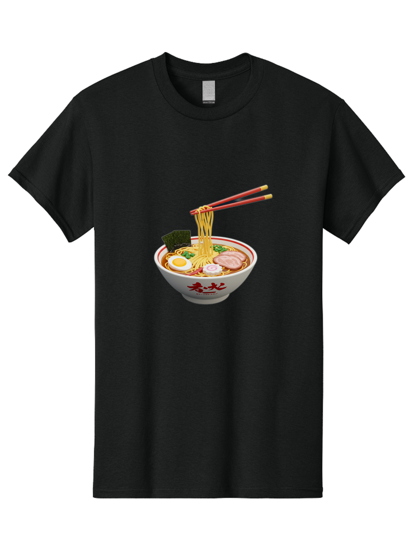 Ramen-Noodles-6 Men'S Graphic Tee, 100% Cotton, Comfortable Casual Summer Wear, Machine Washable, Steaming Bowl Of Ramen, Japanese Noodle Soup, Boiled Egg, Sliced Pork, Seaweed, Green Onions, Chopsticks, Asian Cuisine, Savory Broth, Bab314