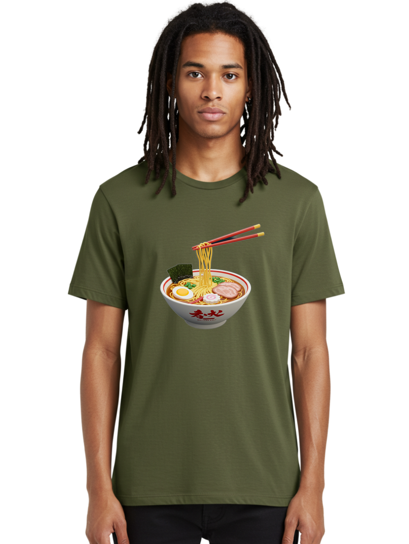 Ramen-Noodles-6 Men'S Graphic Tee, 100% Cotton, Comfortable Casual Summer Wear, Machine Washable, Steaming Bowl Of Ramen, Japanese Noodle Soup, Boiled Egg, Sliced Pork, Seaweed, Green Onions, Chopsticks, Asian Cuisine, Savory Broth, Bab314