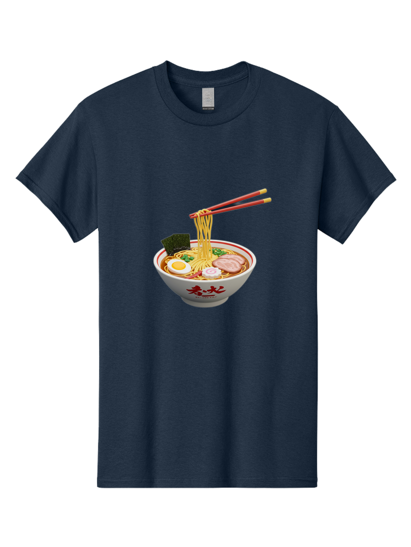 Ramen-Noodles-6 Men'S Graphic Tee, 100% Cotton, Comfortable Casual Summer Wear, Machine Washable, Steaming Bowl Of Ramen, Japanese Noodle Soup, Boiled Egg, Sliced Pork, Seaweed, Green Onions, Chopsticks, Asian Cuisine, Savory Broth, Bab314