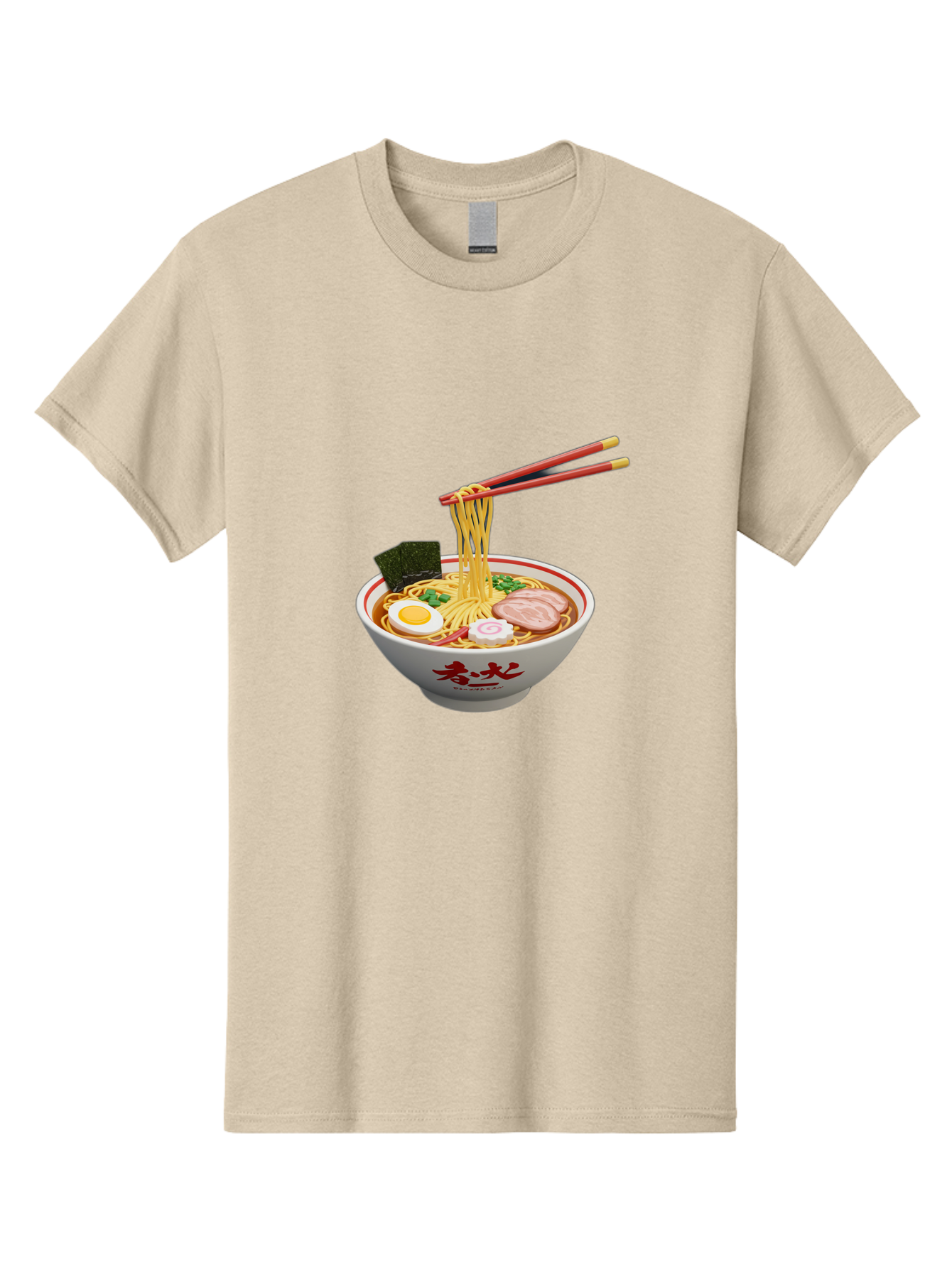 Ramen-Noodles-6 Men'S Graphic Tee, 100% Cotton, Comfortable Casual Summer Wear, Machine Washable, Steaming Bowl Of Ramen, Japanese Noodle Soup, Boiled Egg, Sliced Pork, Seaweed, Green Onions, Chopsticks, Asian Cuisine, Savory Broth, Bab314