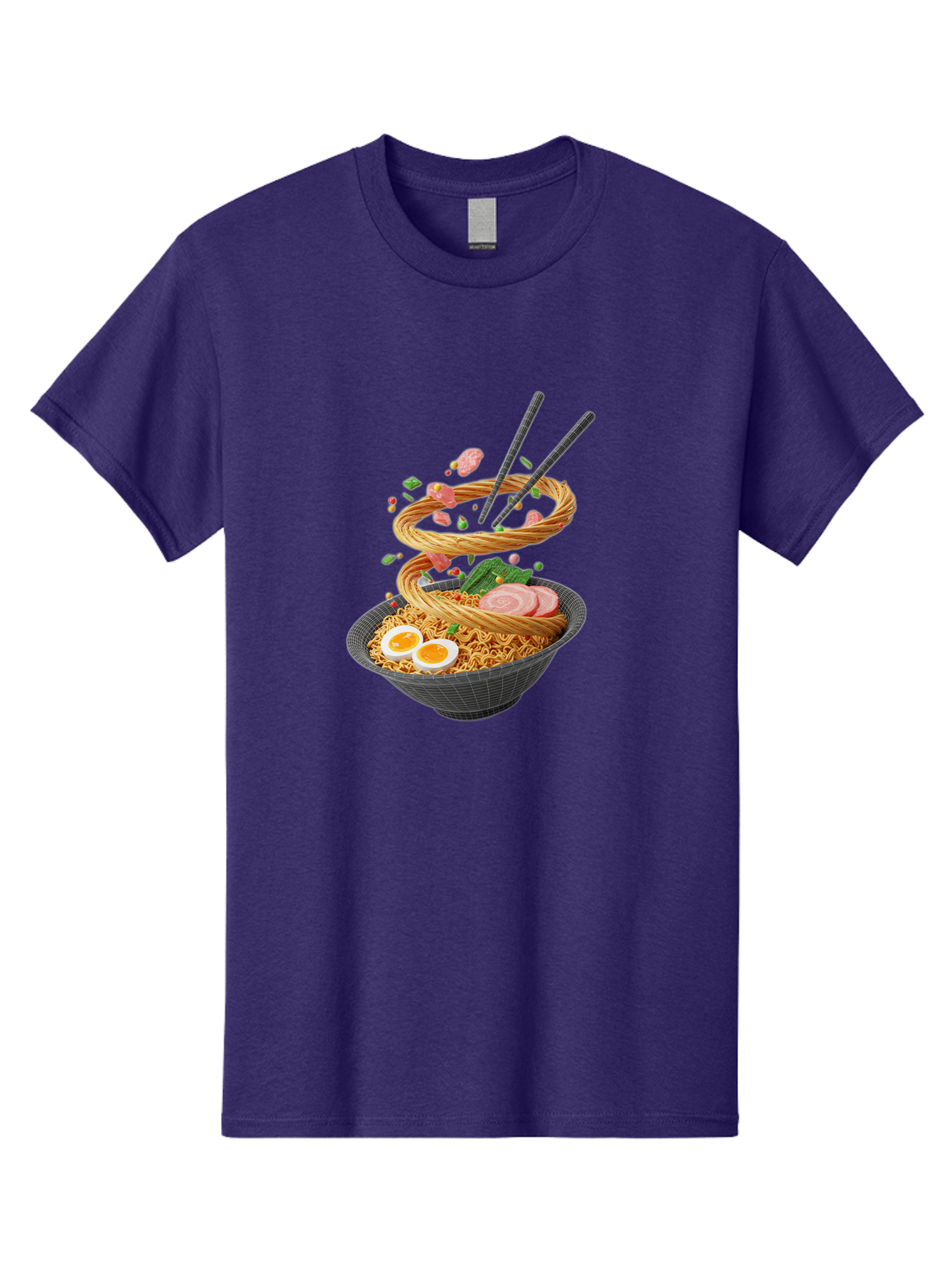 Ramen-Noodles Men'S Graphic Tee, 100% Cotton, Comfortable Casual Summer Wear, Machine Washable, Ramen Noodles, Delicious Bowl, Savory Dish, Asian Cuisine, Eggs, Sliced Pork, Green Onions, Chopsticks, Swirling Noodles, Foodie Art, Tasty Meal, Bab316