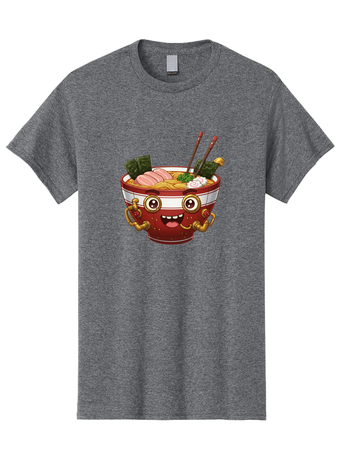 Ramen-Robot-1 Men'S Graphic Tee, 100% Cotton, Comfortable Casual Summer Wear, Machine Washable, Steaming Hot Ramen, Japanese Noodle Soup, Cartoon Ramen Bowl, Robotic Ramen, Delicious Food, Anime Style, Asian Cuisine, Tasty Noodles, Bab317