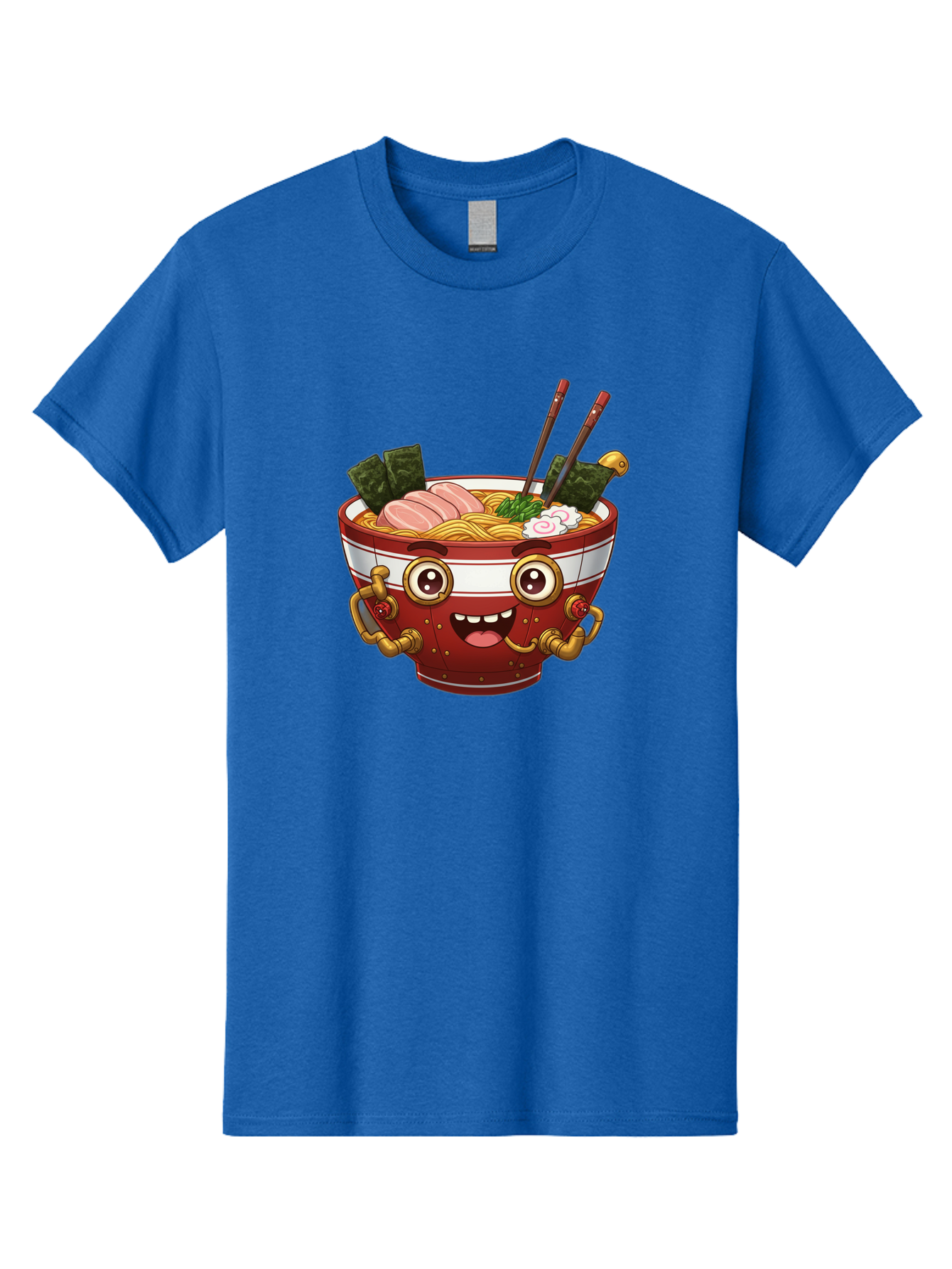 Ramen-Robot-1 Men'S Graphic Tee, 100% Cotton, Comfortable Casual Summer Wear, Machine Washable, Steaming Hot Ramen, Japanese Noodle Soup, Cartoon Ramen Bowl, Robotic Ramen, Delicious Food, Anime Style, Asian Cuisine, Tasty Noodles, Bab317