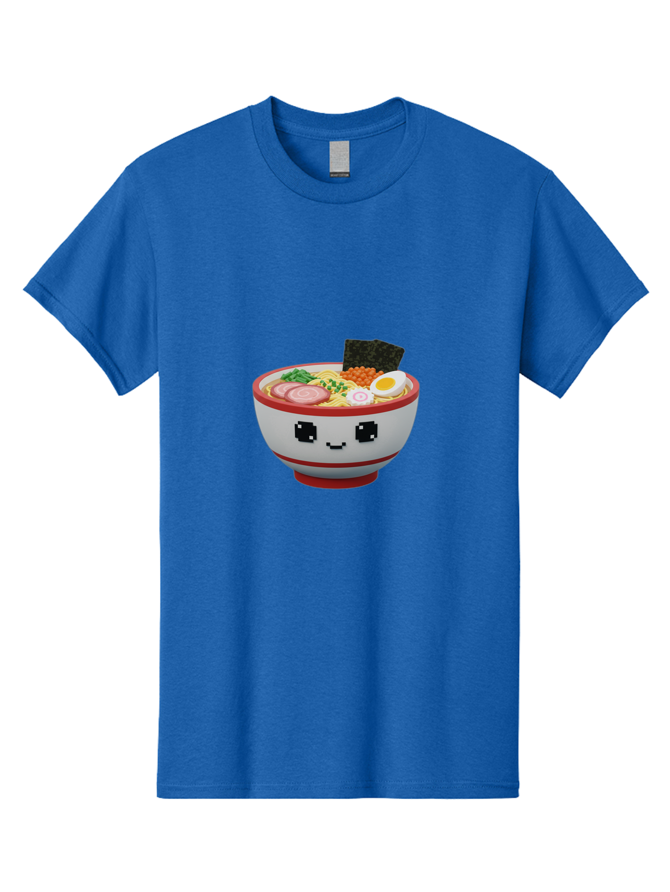 Ramen Men'S Graphic Tee, 100% Cotton, Comfortable Casual Summer Wear, Machine Washable, Cartoon Ramen Bowl, Pixel Art Style, Delicious Noodle Soup, Tasty Ingredients, Boiled Egg, Seaweed, Kawaii Food, Adorable Character, Anime Inspired, Bab321