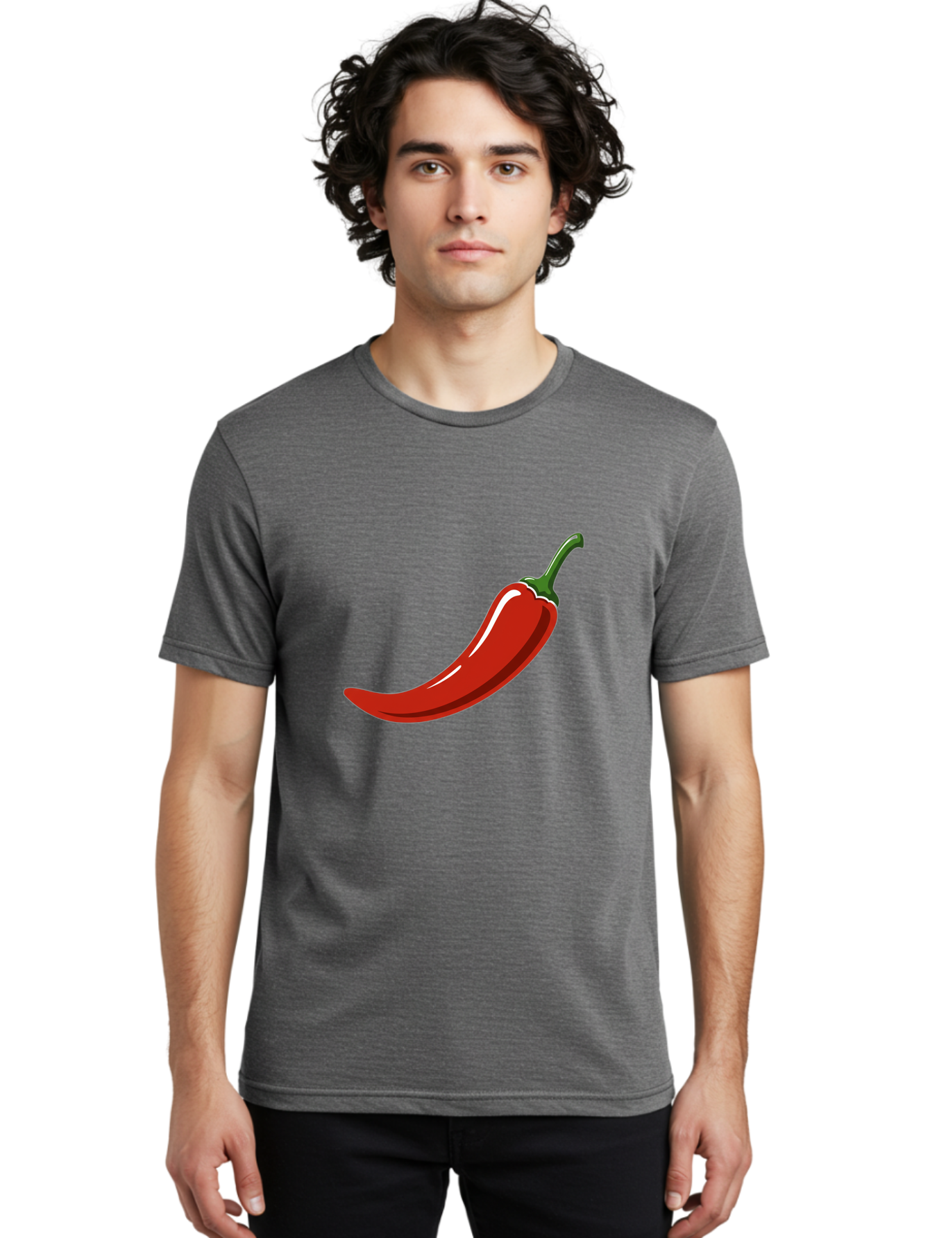 Red-Chili-Pepper Men'S Graphic Tee, 100% Cotton, Comfortable Casual Summer Wear, Machine Washable, Red Chili Pepper, Spicy Ingredient, Hot Pepper, Glossy Texture, Vibrant Red Color, Culinary Spice, Chili Pepper Icon Bab324