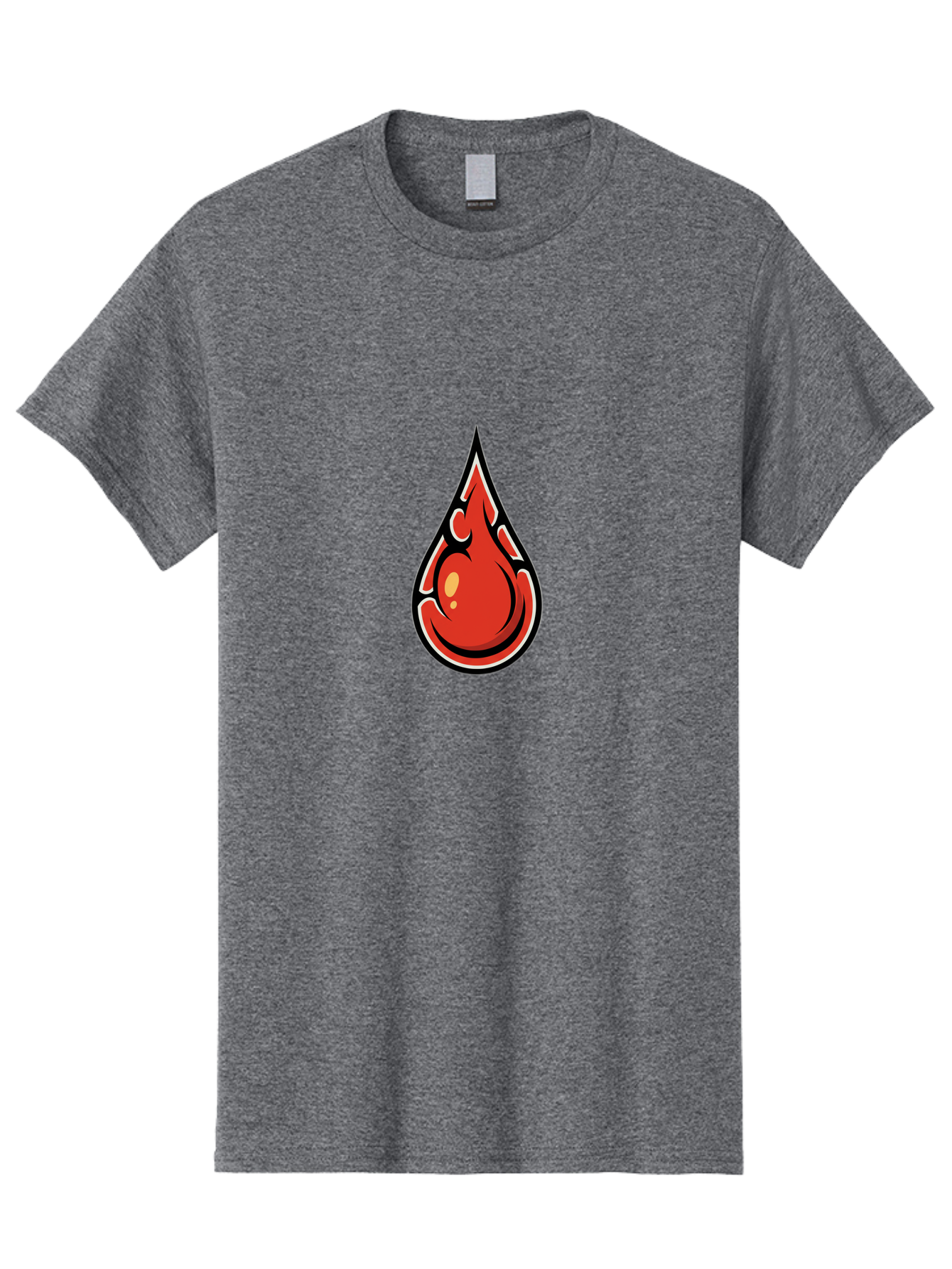 Red-Drop Men'S Graphic Tee, 100% Cotton, Comfortable Casual Summer Wear, Machine Washable, Flame Design, Teardrop Shape, Bold Graphics, Abstract Art, Vibrant Red, Dynamic Illustration, Stylized Flame, Modern Graphic Design, Fiery Element, Bab326