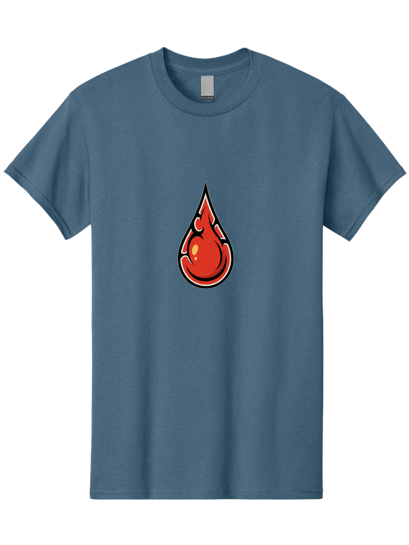 Red-Drop Men'S Graphic Tee, 100% Cotton, Comfortable Casual Summer Wear, Machine Washable, Flame Design, Teardrop Shape, Bold Graphics, Abstract Art, Vibrant Red, Dynamic Illustration, Stylized Flame, Modern Graphic Design, Fiery Element, Bab326