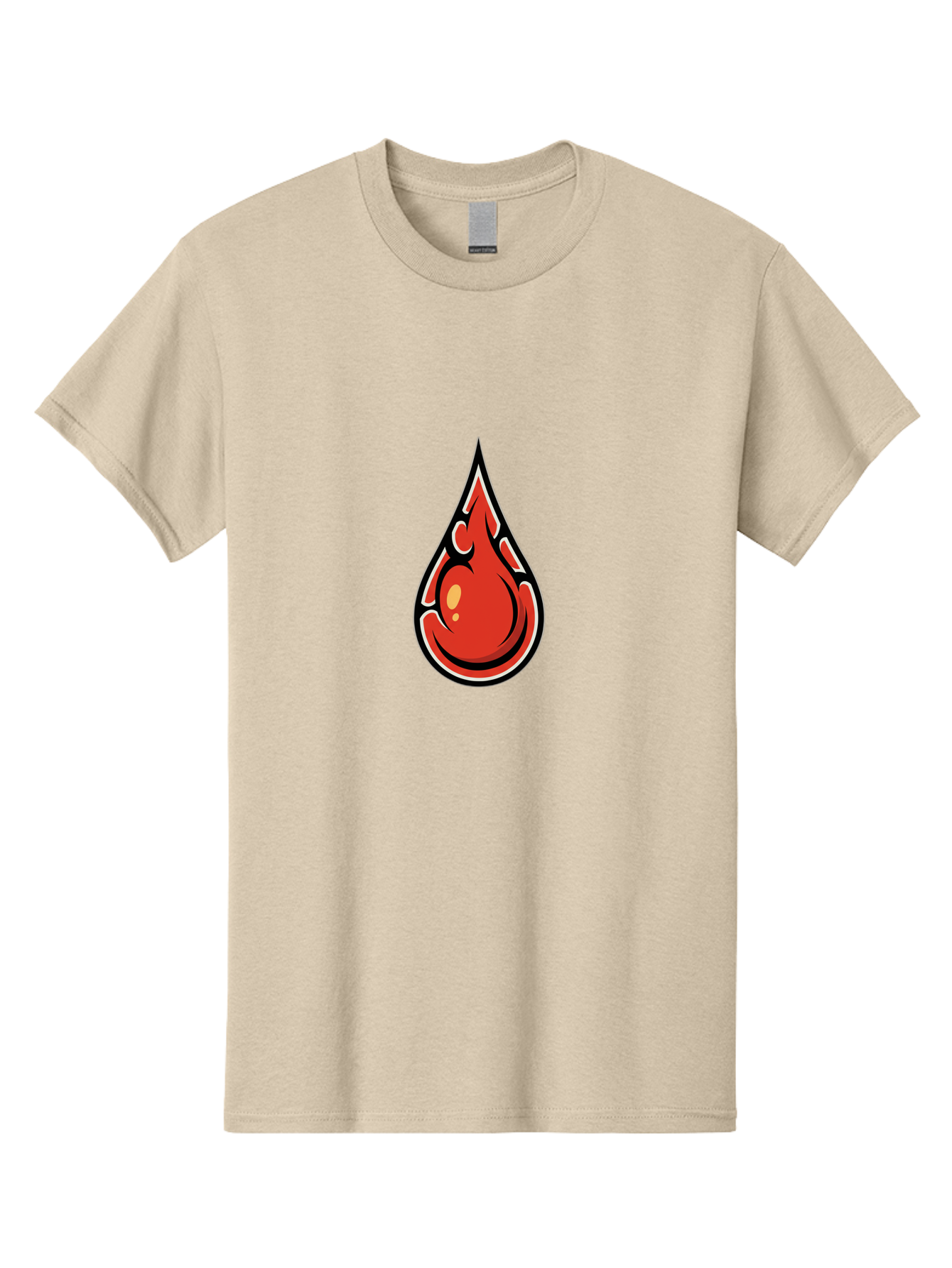 Red-Drop Men'S Graphic Tee, 100% Cotton, Comfortable Casual Summer Wear, Machine Washable, Flame Design, Teardrop Shape, Bold Graphics, Abstract Art, Vibrant Red, Dynamic Illustration, Stylized Flame, Modern Graphic Design, Fiery Element, Bab326