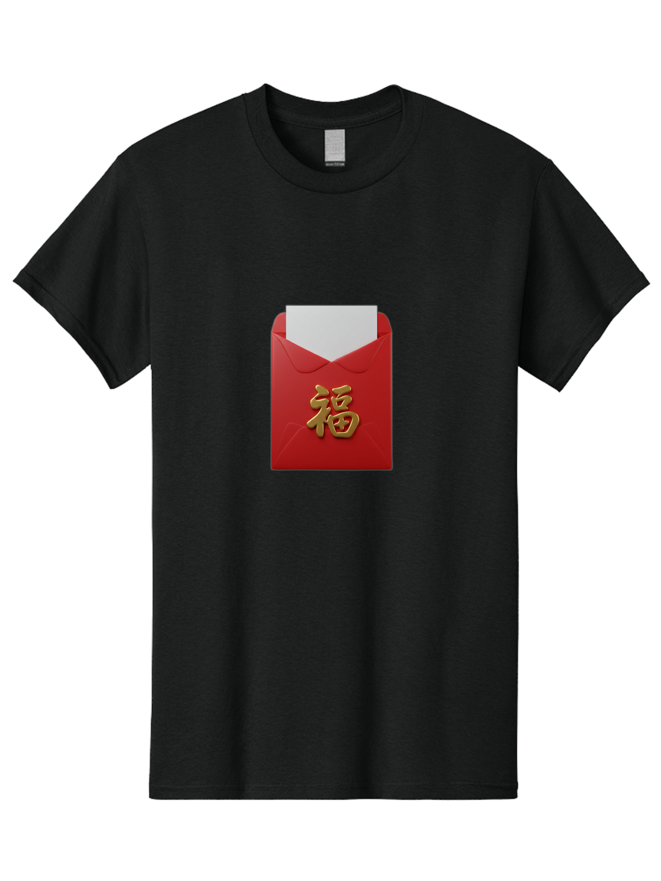 Red-Envelope-With-Fu-Character Men'S Graphic Tee, 100% Cotton, Comfortable Casual Summer Wear, Machine Washable, Red Envelope With Gold Chinese Character, Chinese New Year Gift, Lucky Money, Prosperity Symbol, Cultural Tradition, Bab327