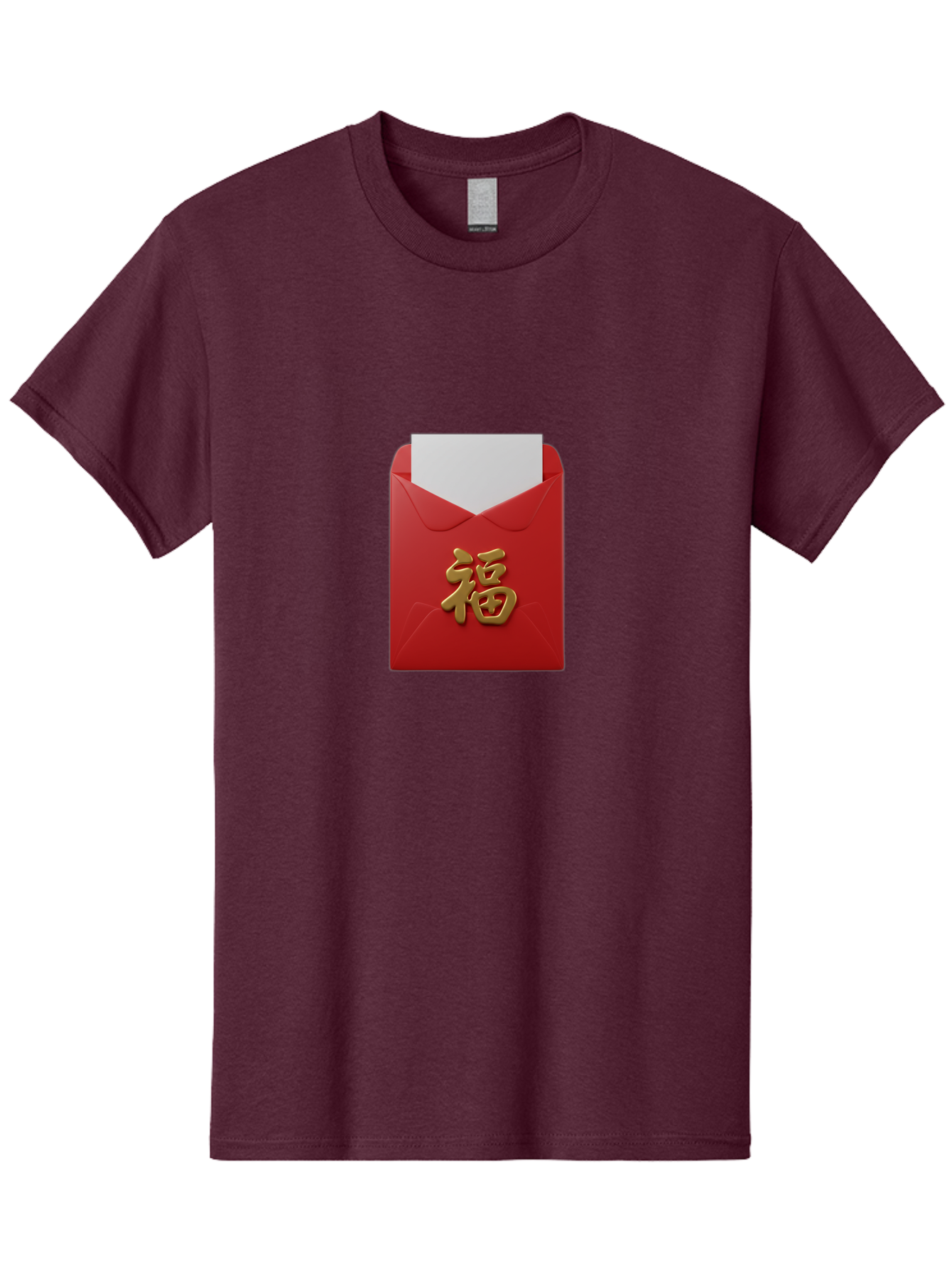 Red-Envelope-With-Fu-Character Men'S Graphic Tee, 100% Cotton, Comfortable Casual Summer Wear, Machine Washable, Red Envelope With Gold Chinese Character, Chinese New Year Gift, Lucky Money, Prosperity Symbol, Cultural Tradition, Bab327