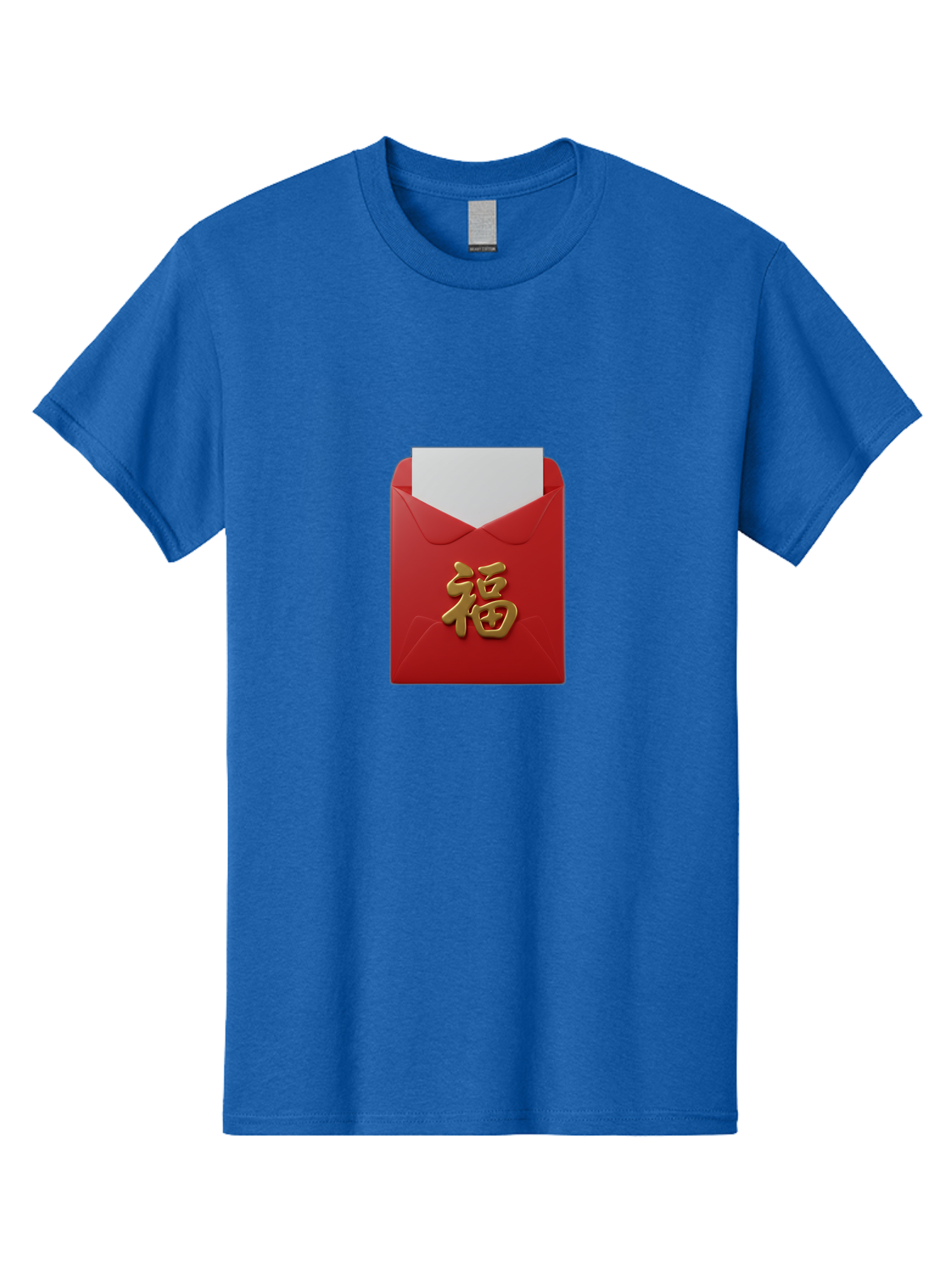 Red-Envelope-With-Fu-Character Men'S Graphic Tee, 100% Cotton, Comfortable Casual Summer Wear, Machine Washable, Red Envelope With Gold Chinese Character, Chinese New Year Gift, Lucky Money, Prosperity Symbol, Cultural Tradition, Bab327