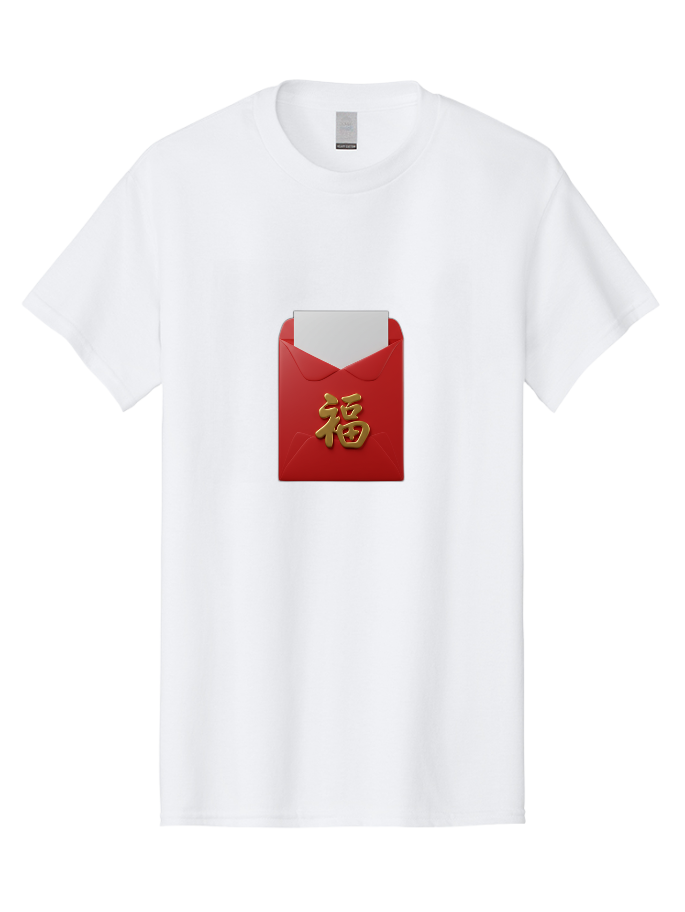 Red-Envelope-With-Fu-Character Men'S Graphic Tee, 100% Cotton, Comfortable Casual Summer Wear, Machine Washable, Red Envelope With Gold Chinese Character, Chinese New Year Gift, Lucky Money, Prosperity Symbol, Cultural Tradition, Bab327