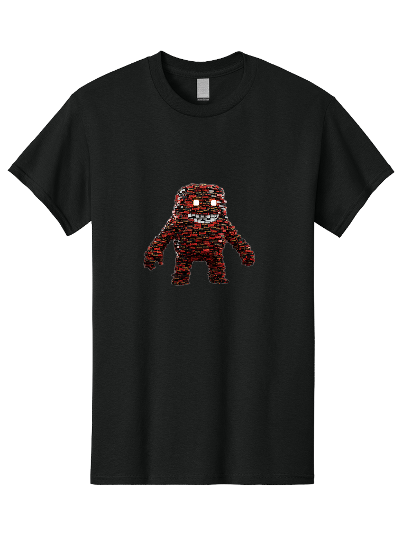 Red-Pixel-Monster Men'S Graphic Tee, 100% Cotton, Comfortable Casual Summer Wear, Machine Washable, Mosaic Art, Pixelated Creature, Red And Black Hues, Glowing Eyes, Abstract Character, Digital Artwork, Creative Design, Futuristic Being, Bab330