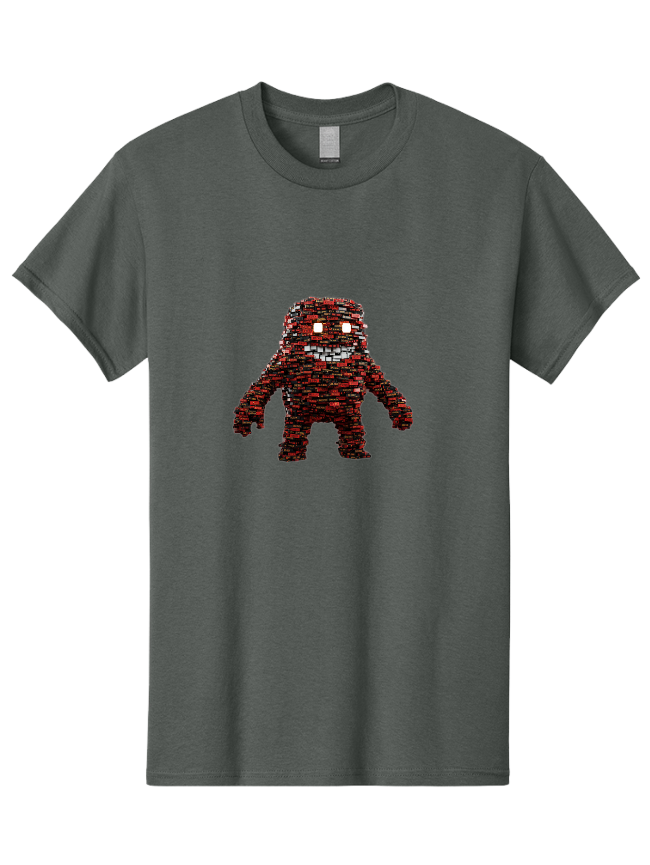 Red-Pixel-Monster Men'S Graphic Tee, 100% Cotton, Comfortable Casual Summer Wear, Machine Washable, Mosaic Art, Pixelated Creature, Red And Black Hues, Glowing Eyes, Abstract Character, Digital Artwork, Creative Design, Futuristic Being, Bab330