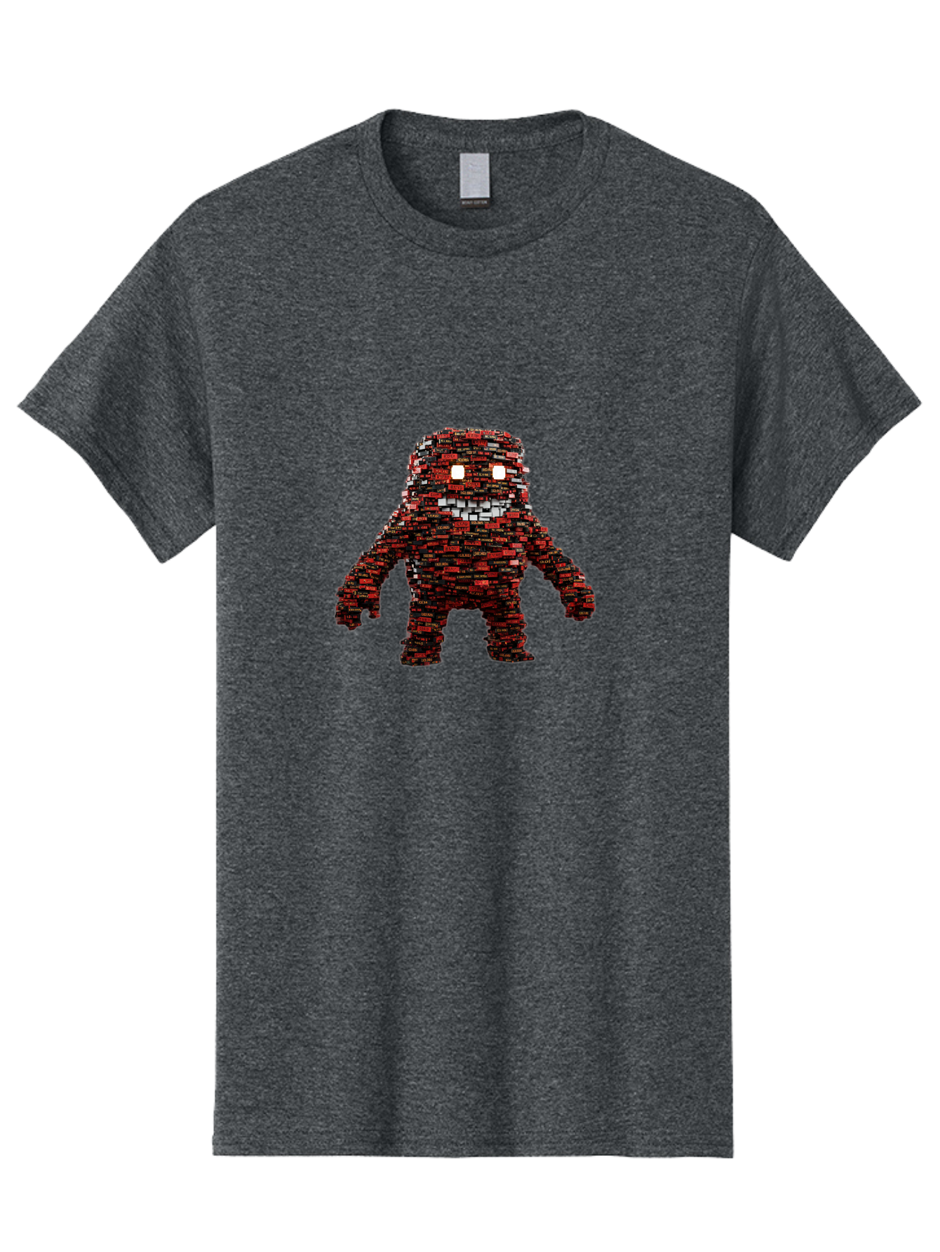Red-Pixel-Monster Men'S Graphic Tee, 100% Cotton, Comfortable Casual Summer Wear, Machine Washable, Mosaic Art, Pixelated Creature, Red And Black Hues, Glowing Eyes, Abstract Character, Digital Artwork, Creative Design, Futuristic Being, Bab330