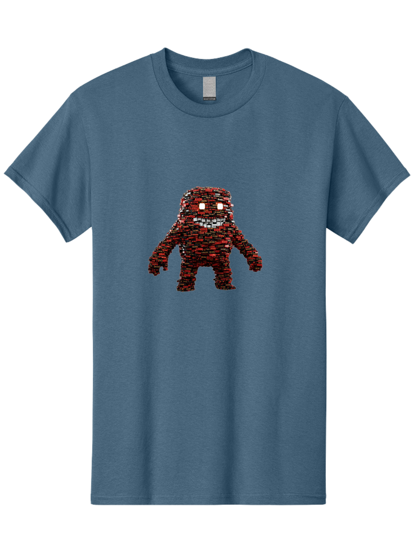 Red-Pixel-Monster Men'S Graphic Tee, 100% Cotton, Comfortable Casual Summer Wear, Machine Washable, Mosaic Art, Pixelated Creature, Red And Black Hues, Glowing Eyes, Abstract Character, Digital Artwork, Creative Design, Futuristic Being, Bab330