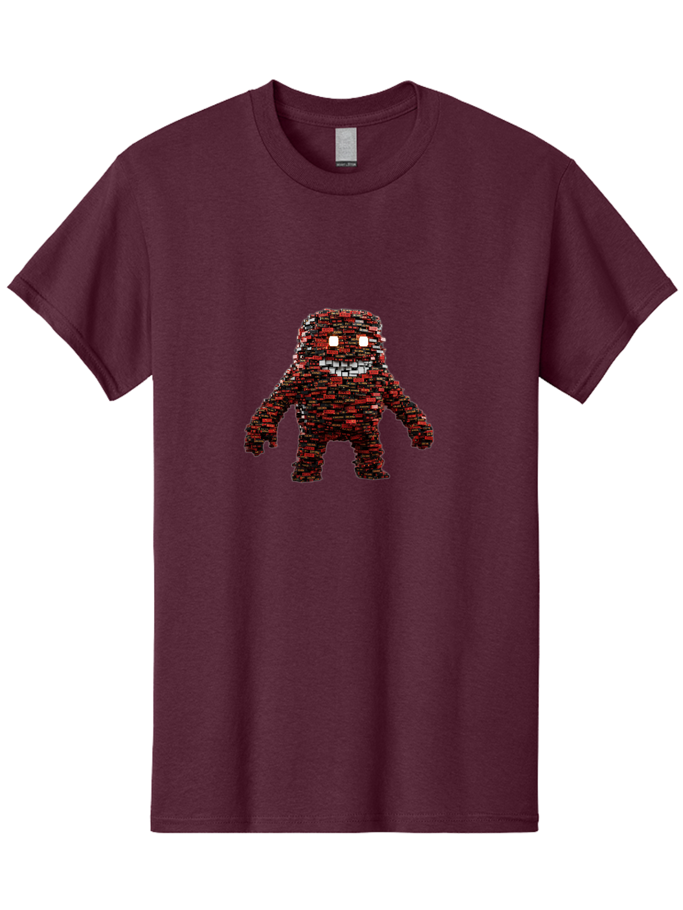 Red-Pixel-Monster Men'S Graphic Tee, 100% Cotton, Comfortable Casual Summer Wear, Machine Washable, Mosaic Art, Pixelated Creature, Red And Black Hues, Glowing Eyes, Abstract Character, Digital Artwork, Creative Design, Futuristic Being, Bab330
