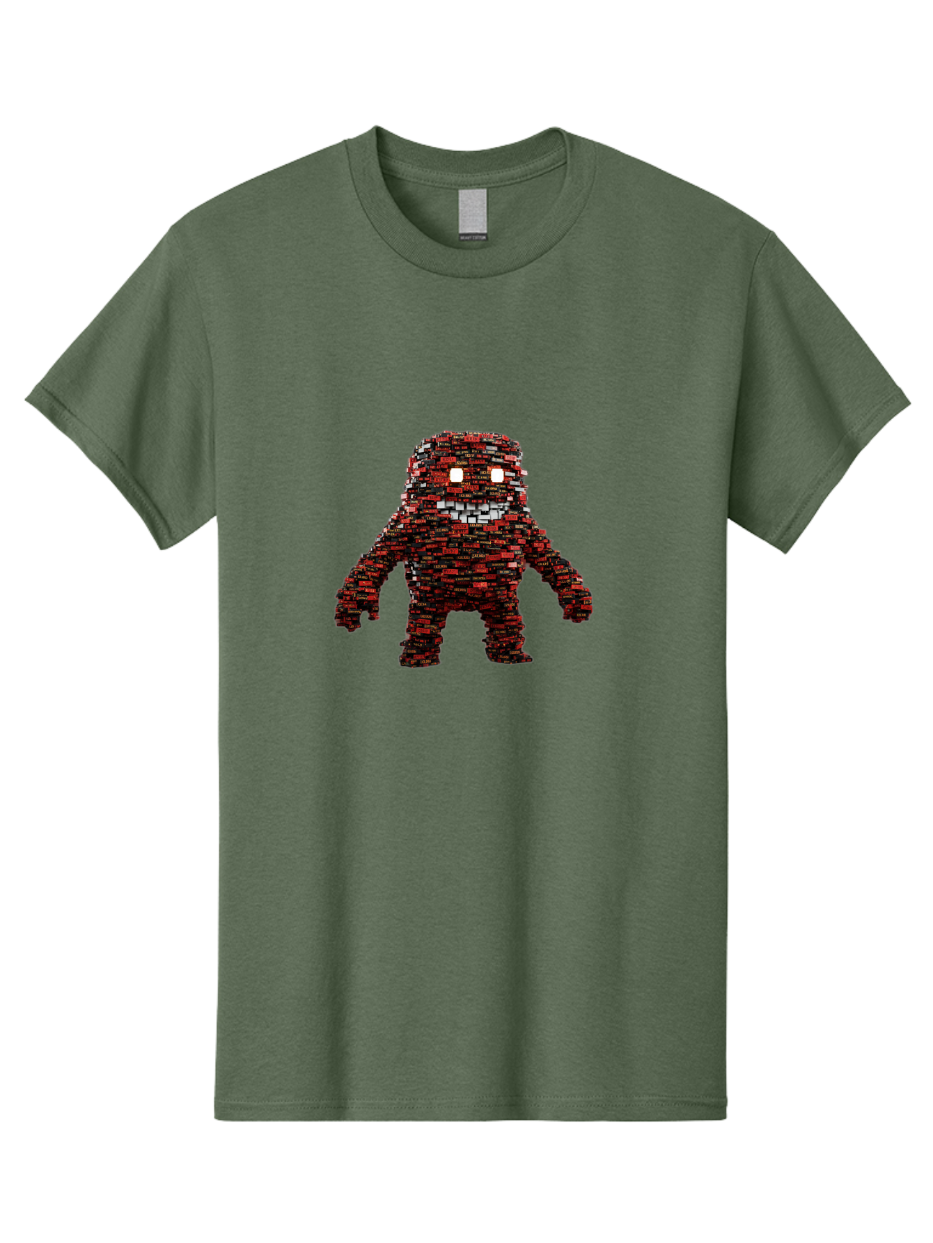 Red-Pixel-Monster Men'S Graphic Tee, 100% Cotton, Comfortable Casual Summer Wear, Machine Washable, Mosaic Art, Pixelated Creature, Red And Black Hues, Glowing Eyes, Abstract Character, Digital Artwork, Creative Design, Futuristic Being, Bab330