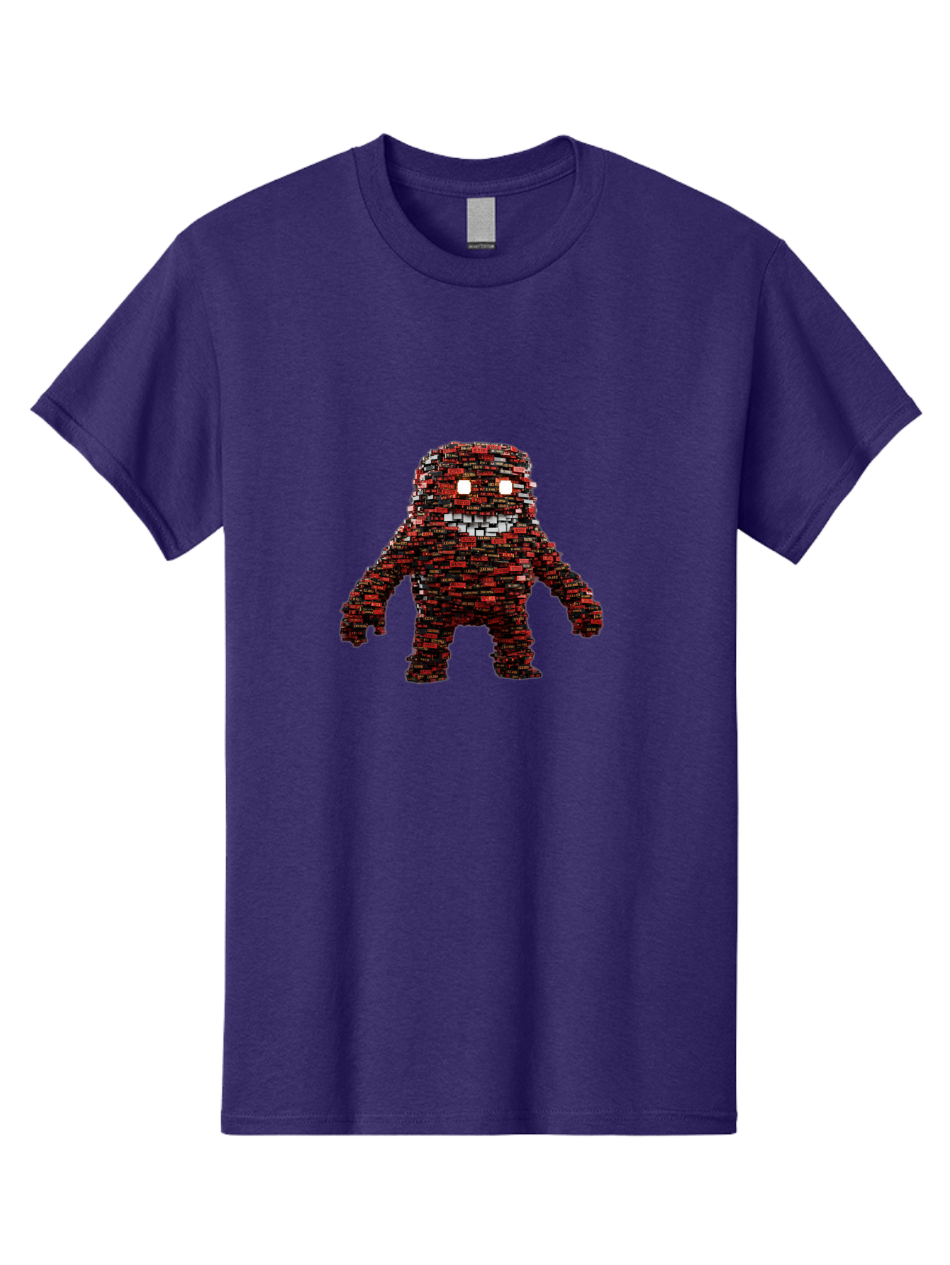 Red-Pixel-Monster Men'S Graphic Tee, 100% Cotton, Comfortable Casual Summer Wear, Machine Washable, Mosaic Art, Pixelated Creature, Red And Black Hues, Glowing Eyes, Abstract Character, Digital Artwork, Creative Design, Futuristic Being, Bab330